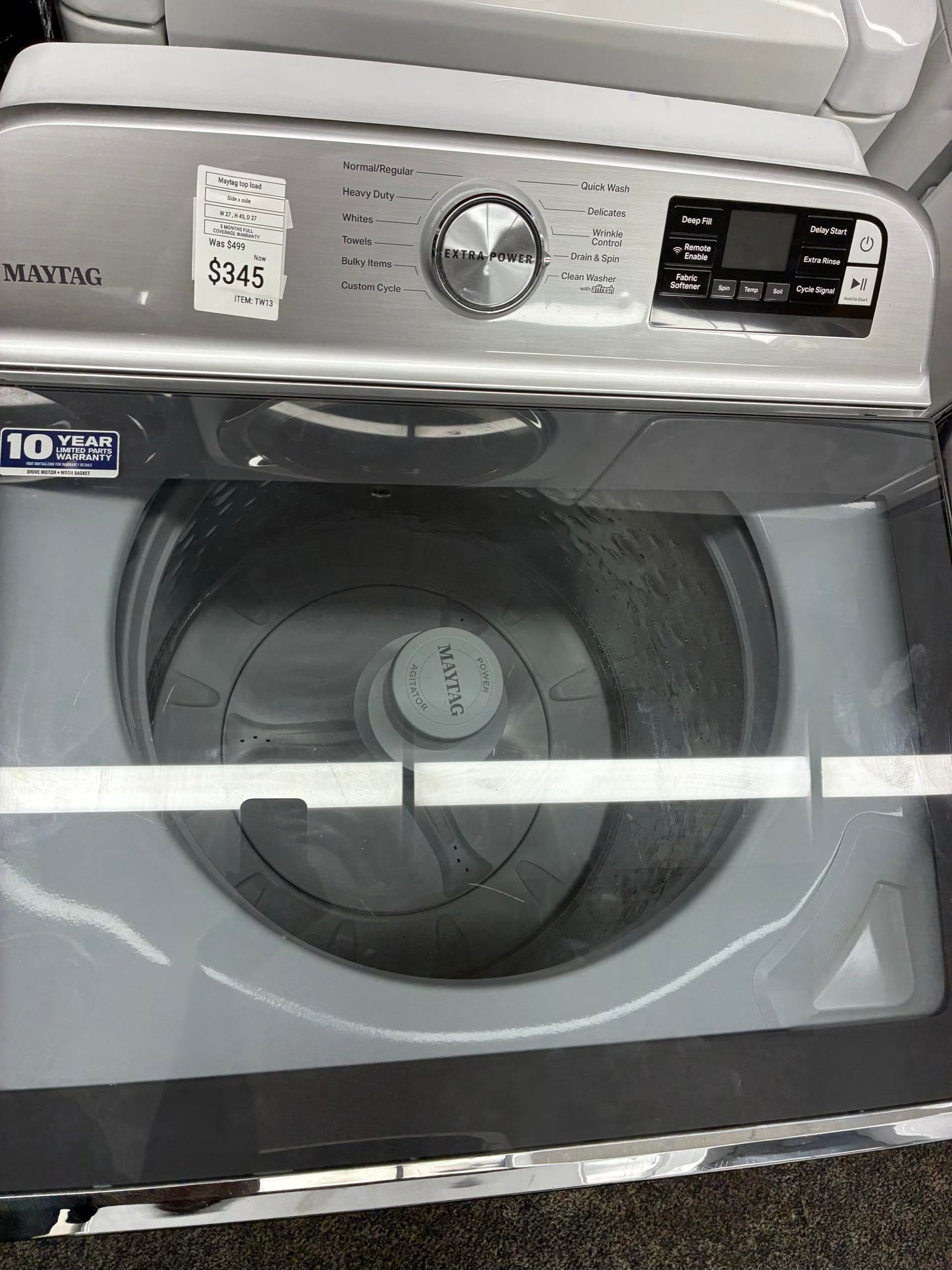 Maytag top load washer large capacity side x side 27”