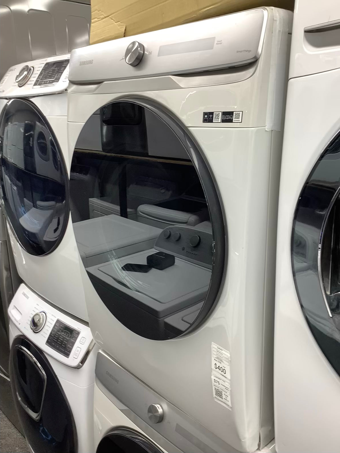 Samsung Open Box 7.5 cu. ft. Smart Dial GAS Dryer with Super Speed in Ivory 27 in
