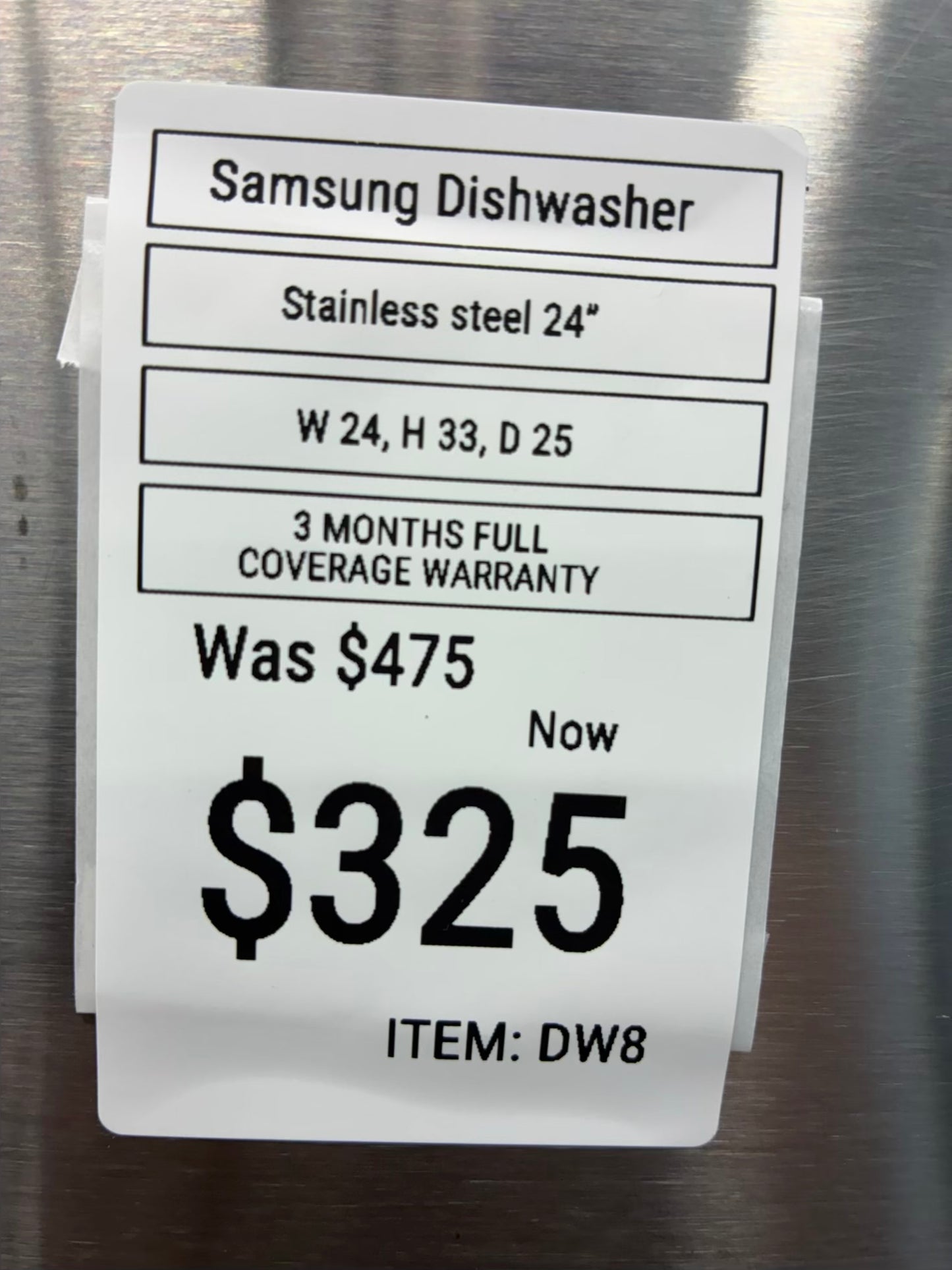 Samsung Dishwasher 24” stainless steel