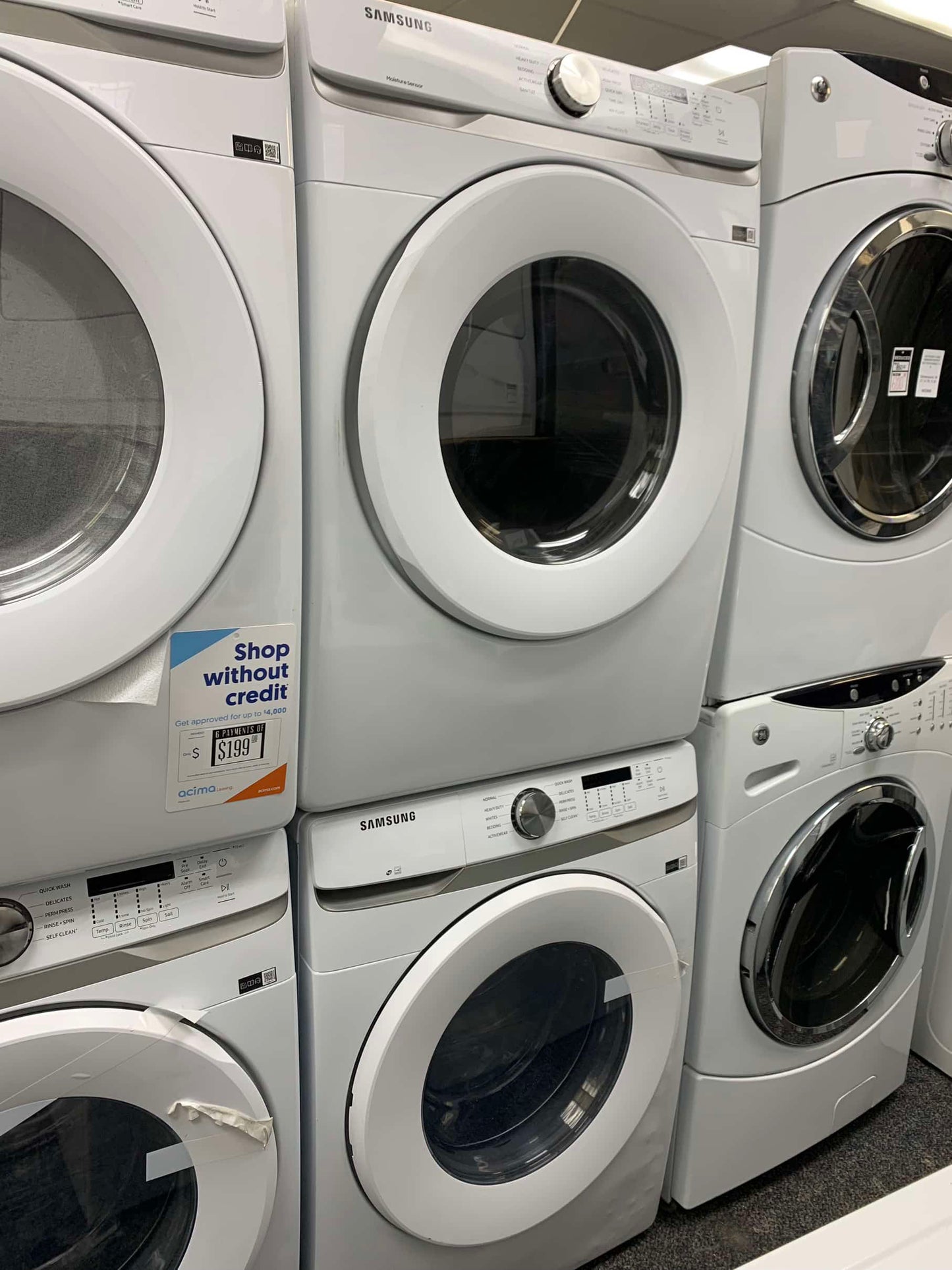 🔥 HOT DEAL
★ Samsung Open Box 4.5 cu. ft. High-Efficiency Front Load Washer with Self-Clean+ in White & 7.5 cu. ft. Stackable Vented Electric Dryer with Sensor Dry in White 27 in WD545