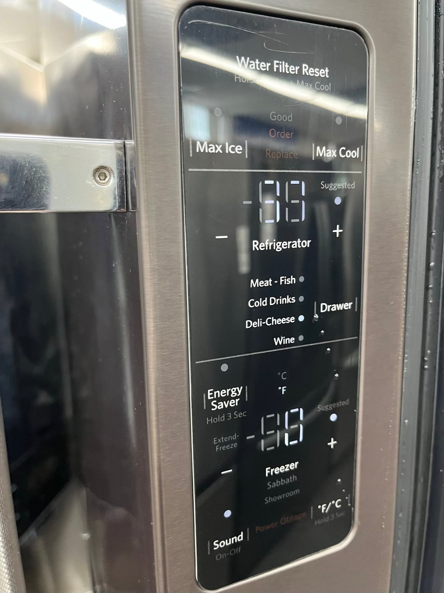^ Item: #RF94B Kitchen-Aid french door refrigerator counter deth slate stainless steel w/ ice maker 36” in