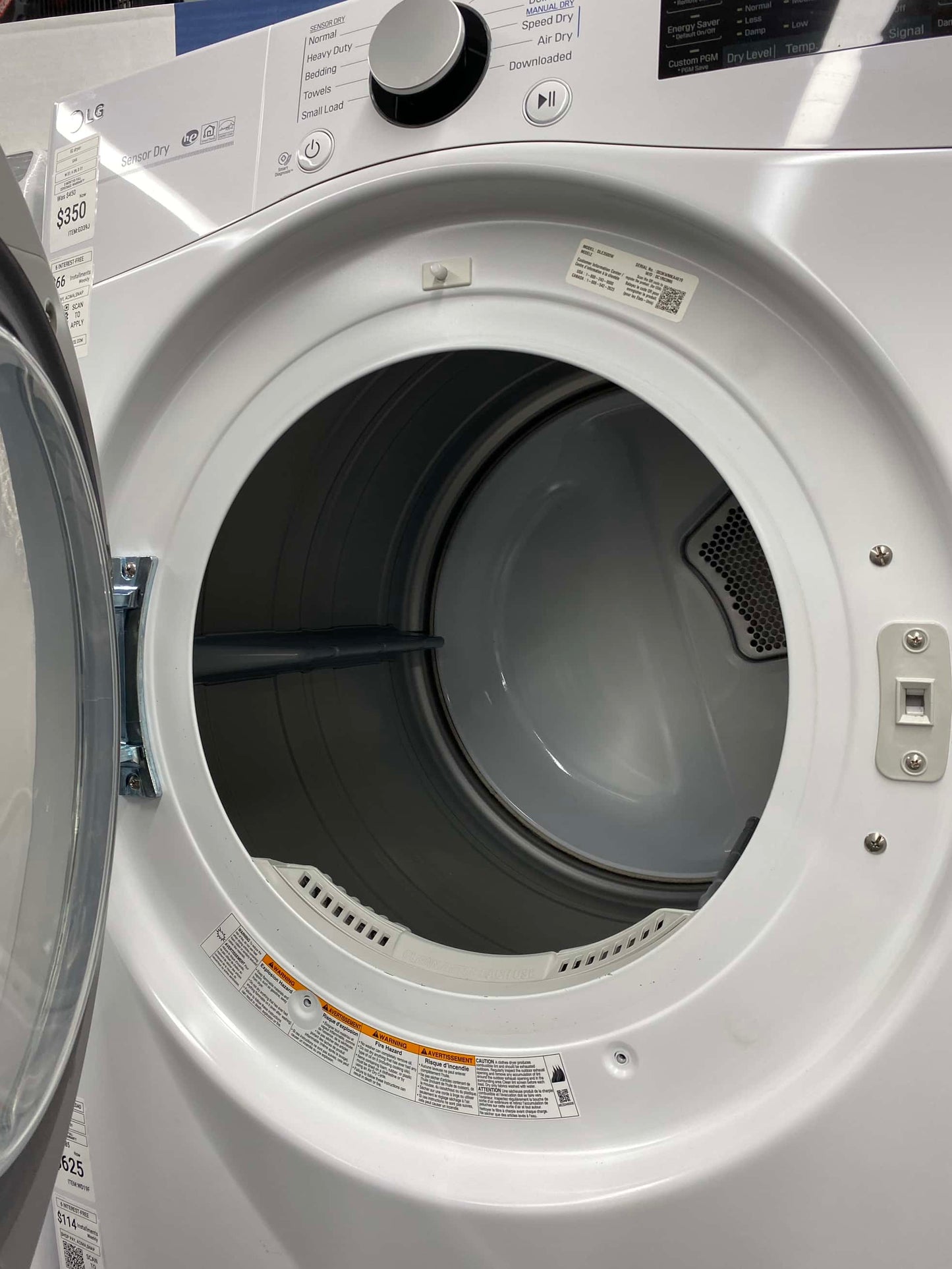 . ITEM #GD39J LG GAS dryer large capacity stainless steel drum 27”