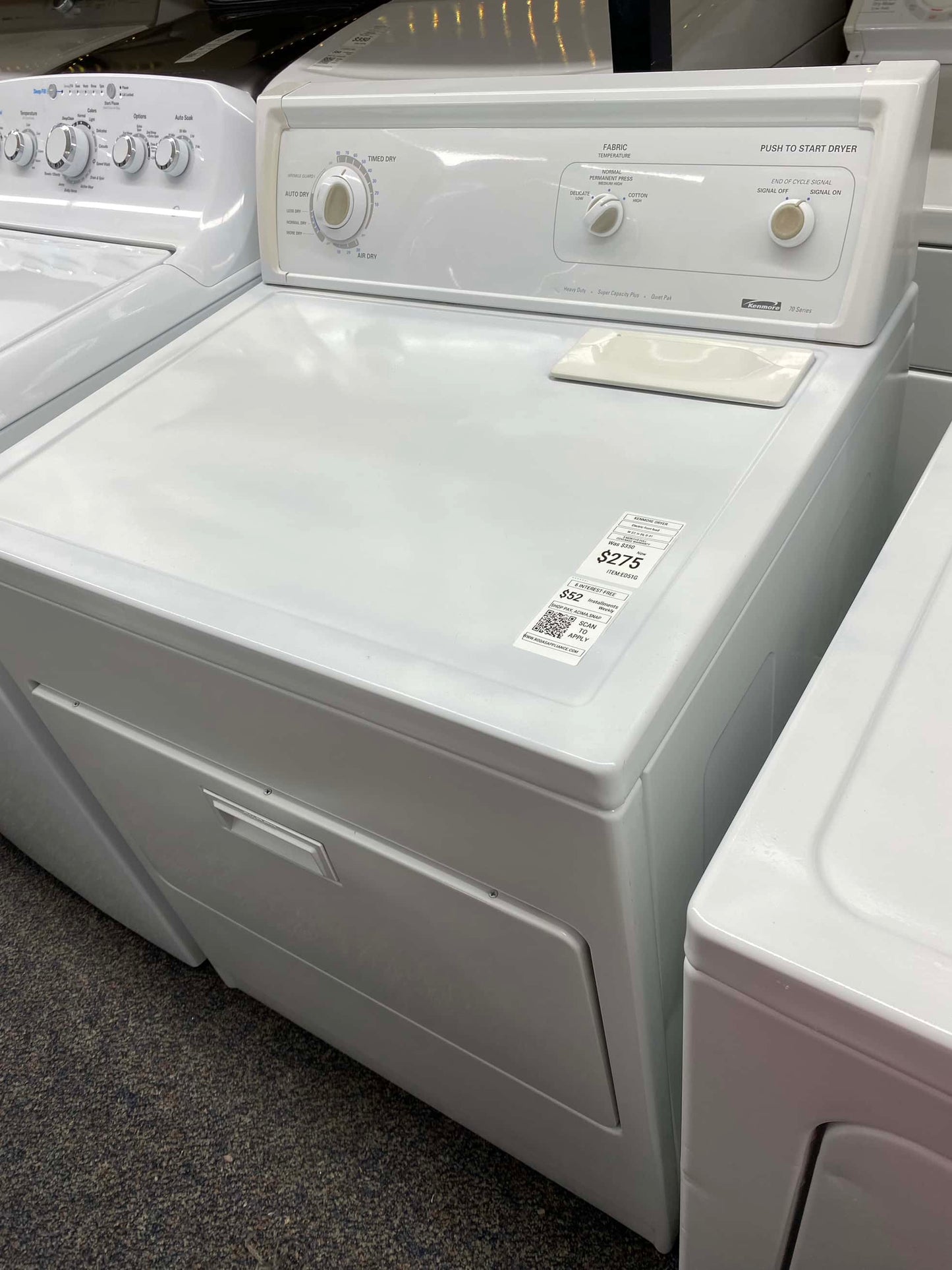 . ITEM: #ED51G Kenmore electric dryer commercial quality 29 inc