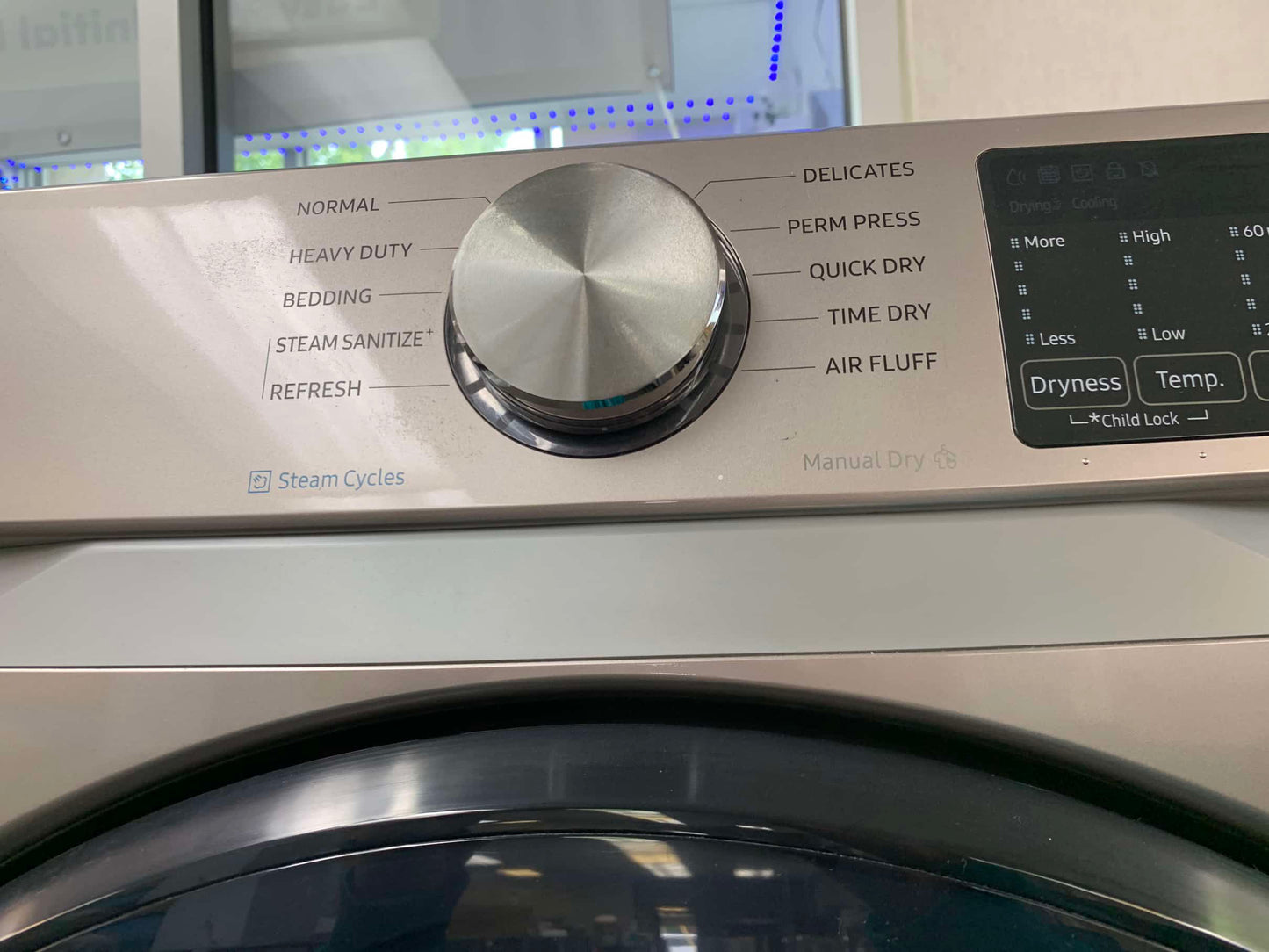 ★ Samsung open box 4.5-cu ft High Efficiency Stackable Steam Cycle Smart Front-Load Washer and gentle used Electric Dryer with 7.5 Cu. Ft. Capacity, Smart Care, 10 Dryer Programs, Sensor Dry, Steam Sanitize+, Wrinkle Prevent WD461