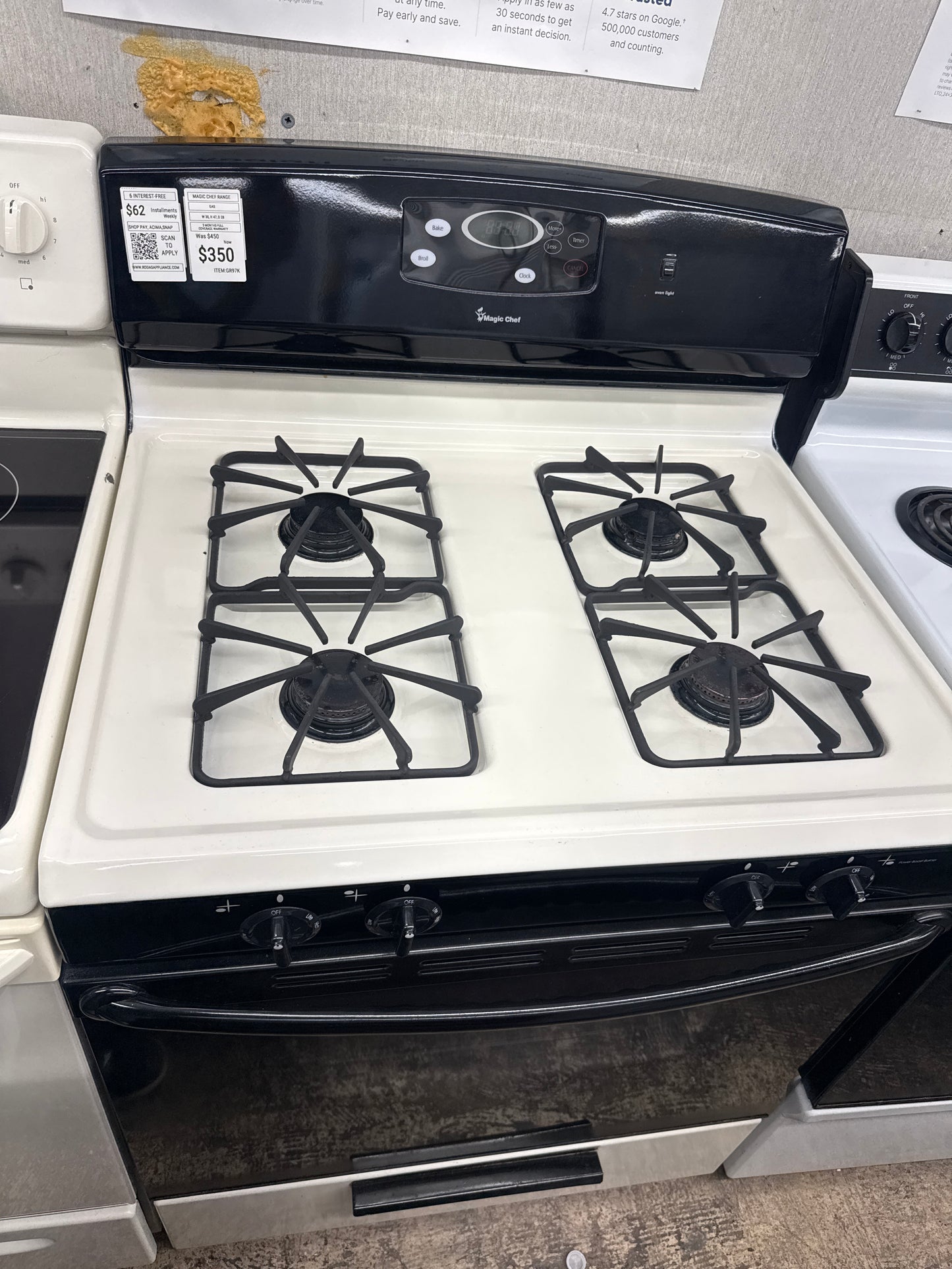 ^ ITEM #GR97K Magic Chef gas range 4 burner black and bisque color 30 inch *more pictures soon
