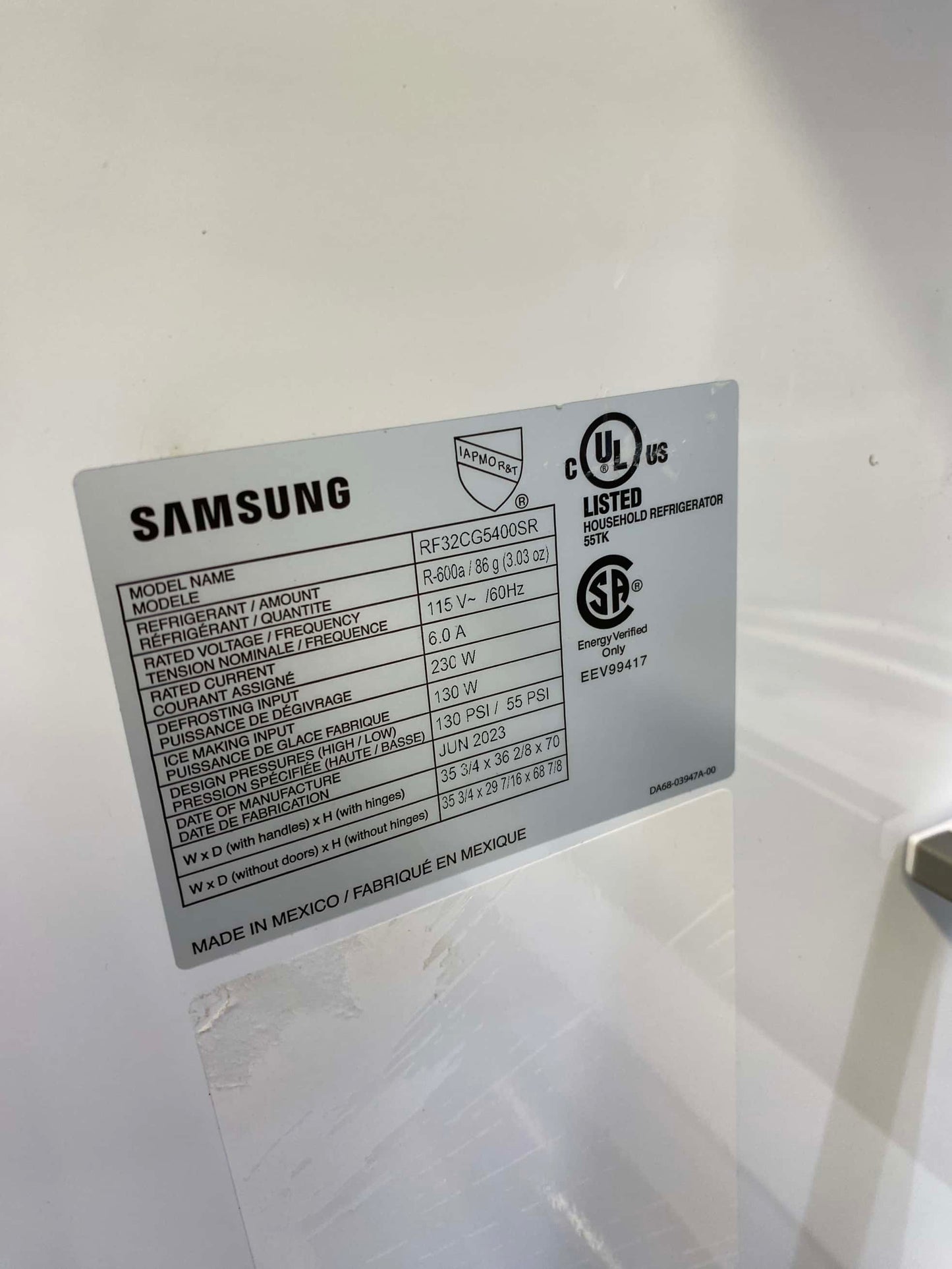 ITEM: RF1075 Samsung 31 cu. ft. Mega Capacity 3-Door French Door Refrigerator with Four Types of Ice in Stainless Steel 36”