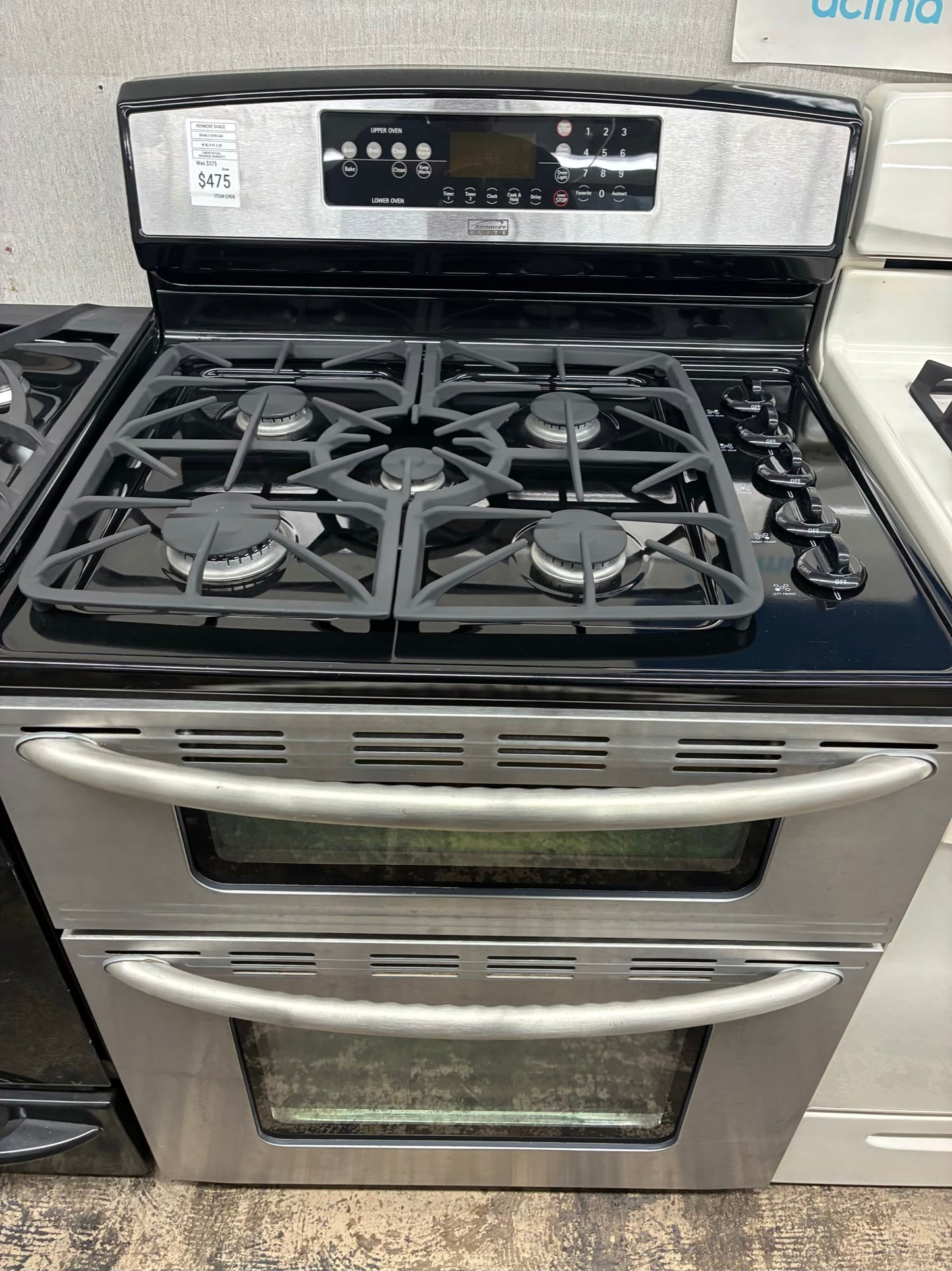 Kenmore Elite gas range stainless steel color 5 burner 30” double oven