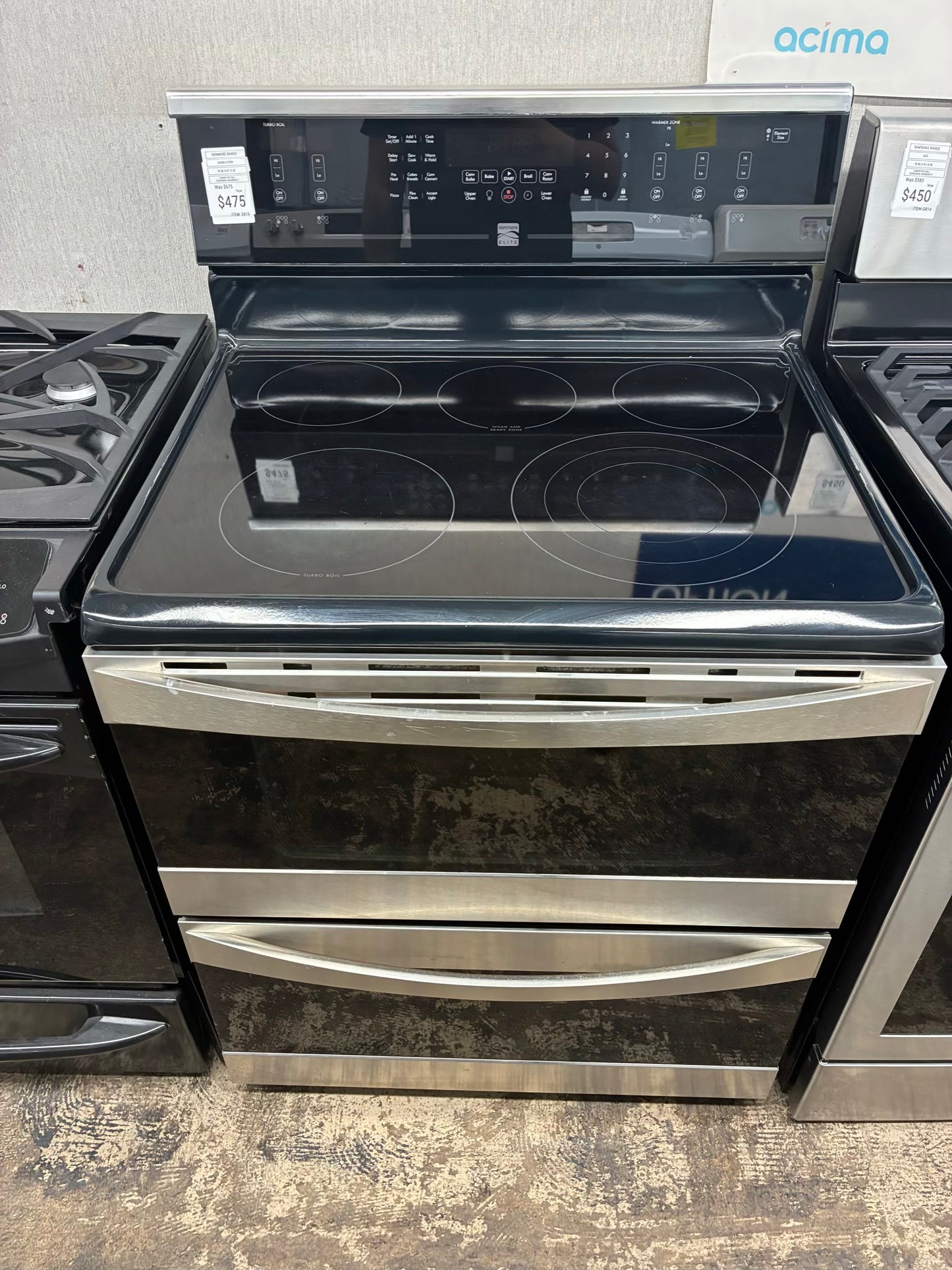 Kenmore elite electric white range 5 burner 30 inch stainless steel double oven