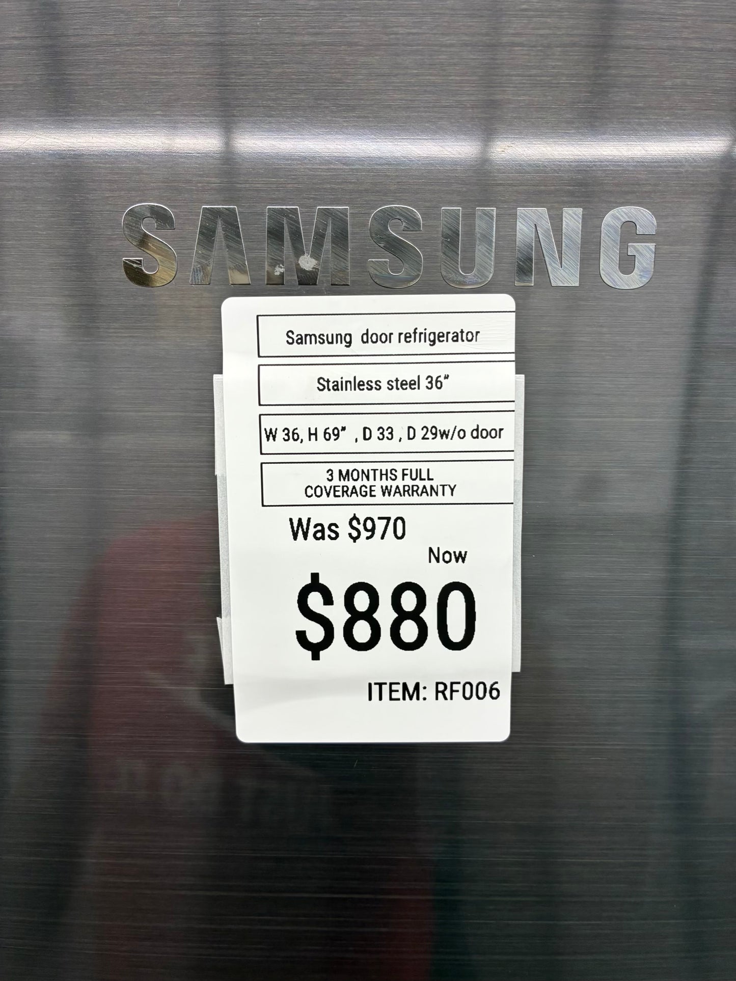 Samsung French 4 door refrigerator slate stainless steel 36” counter depth