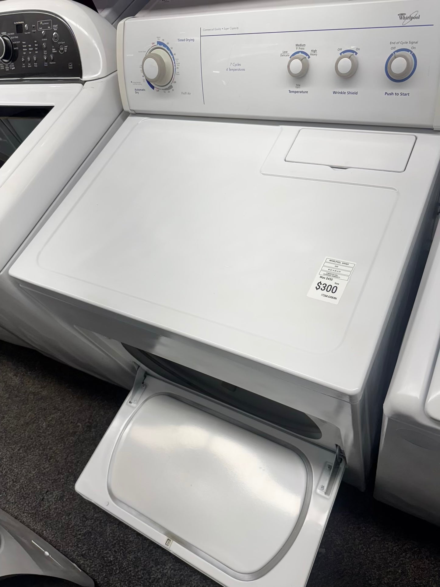 Whirpool gas dryer commercial quality..super capacity
