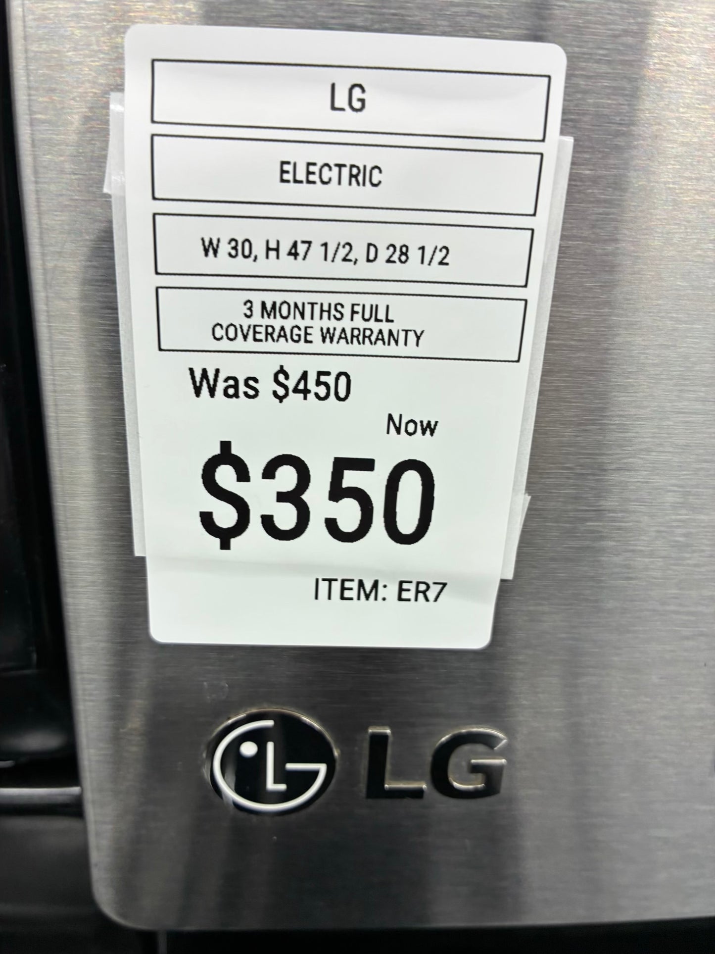 LG range 5 burner 30 inch stainless steel