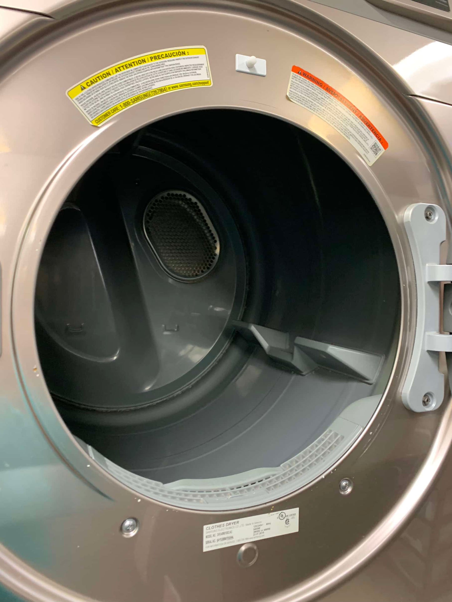 ★ Samsung open box 4.5-cu ft High Efficiency Stackable Steam Cycle Smart Front-Load Washer and gentle used Electric Dryer with 7.5 Cu. Ft. Capacity, Smart Care, 10 Dryer Programs, Sensor Dry, Steam Sanitize+, Wrinkle Prevent WD461