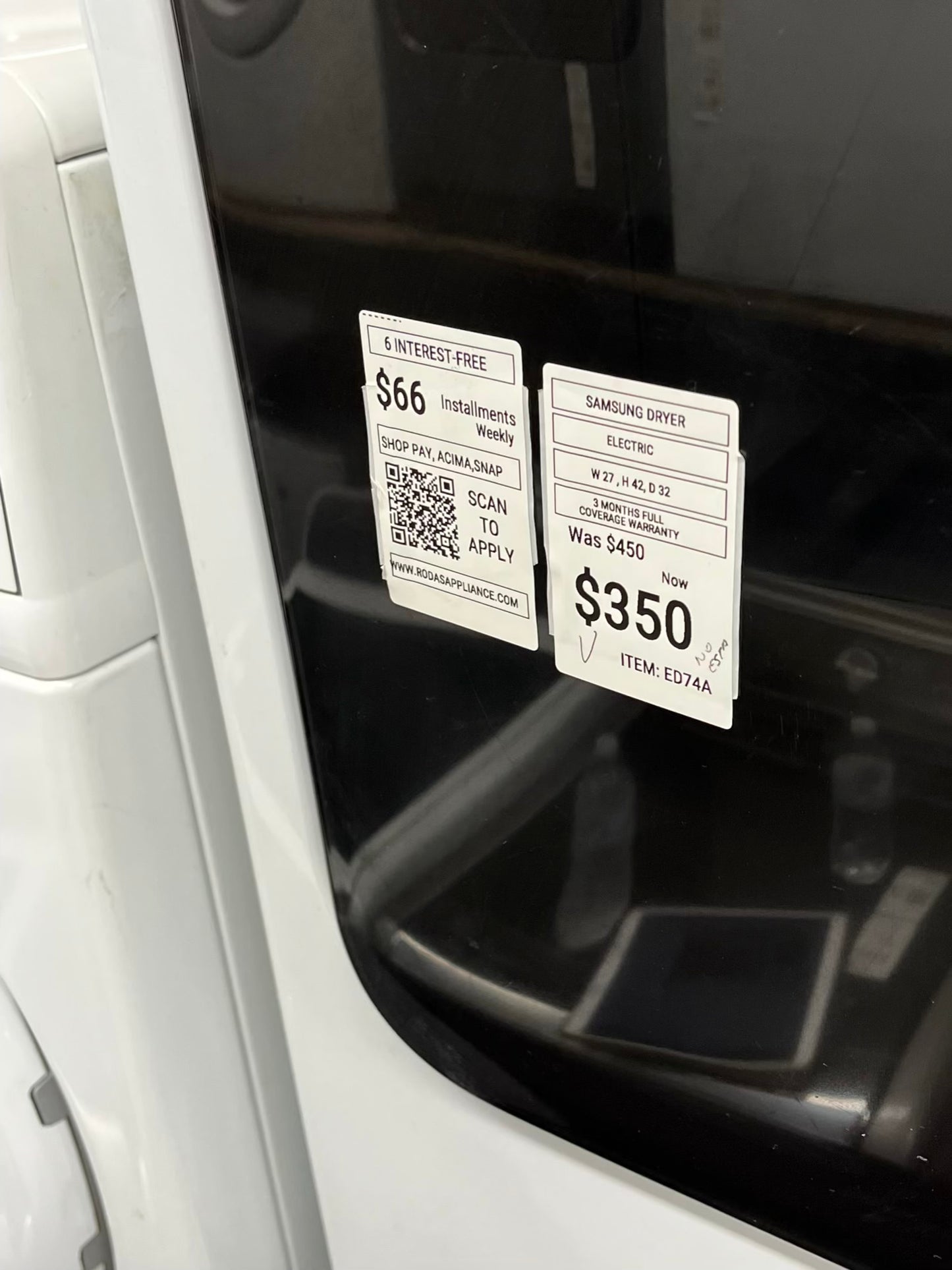 ^ ITEM: #ED74A Samsung electric dryer 27” large capacity