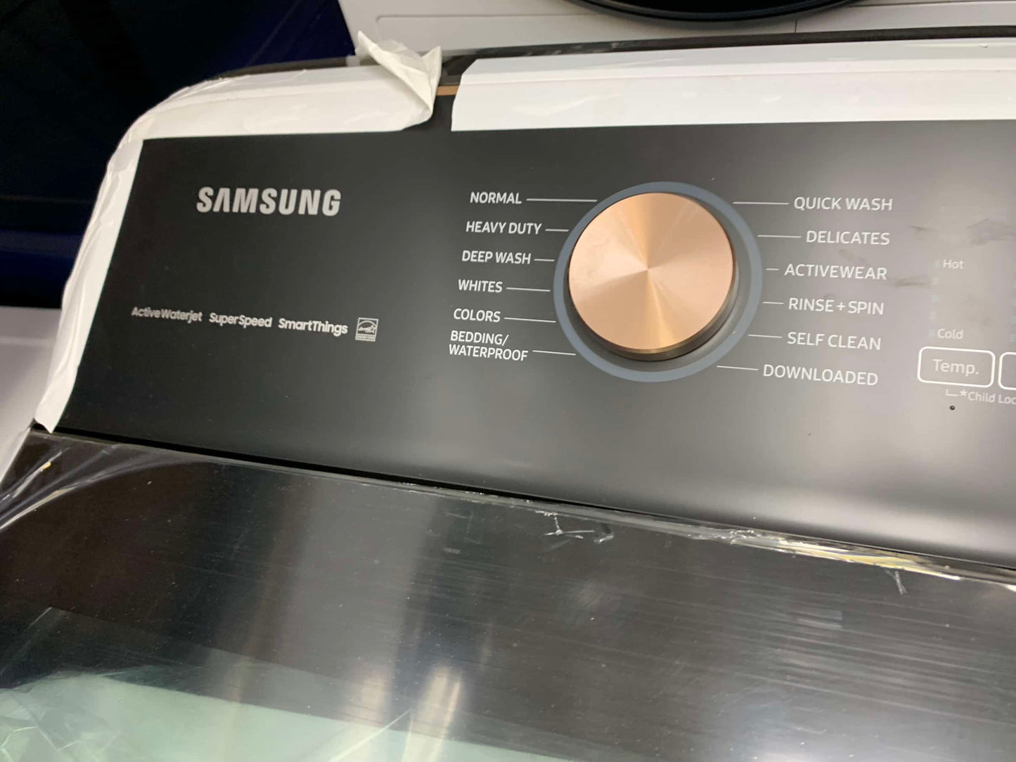 🔥HOT DEAL ★ Samsung Open Box 5.5 cu. ft. Smart High-Efficiency Top Load Washer with Impeller and Auto Dispense System and 7.4 cu. ft. Smart High-Efficiency Vented GAS Dryer with Steam Sanitize+ in Brushed Black WD816