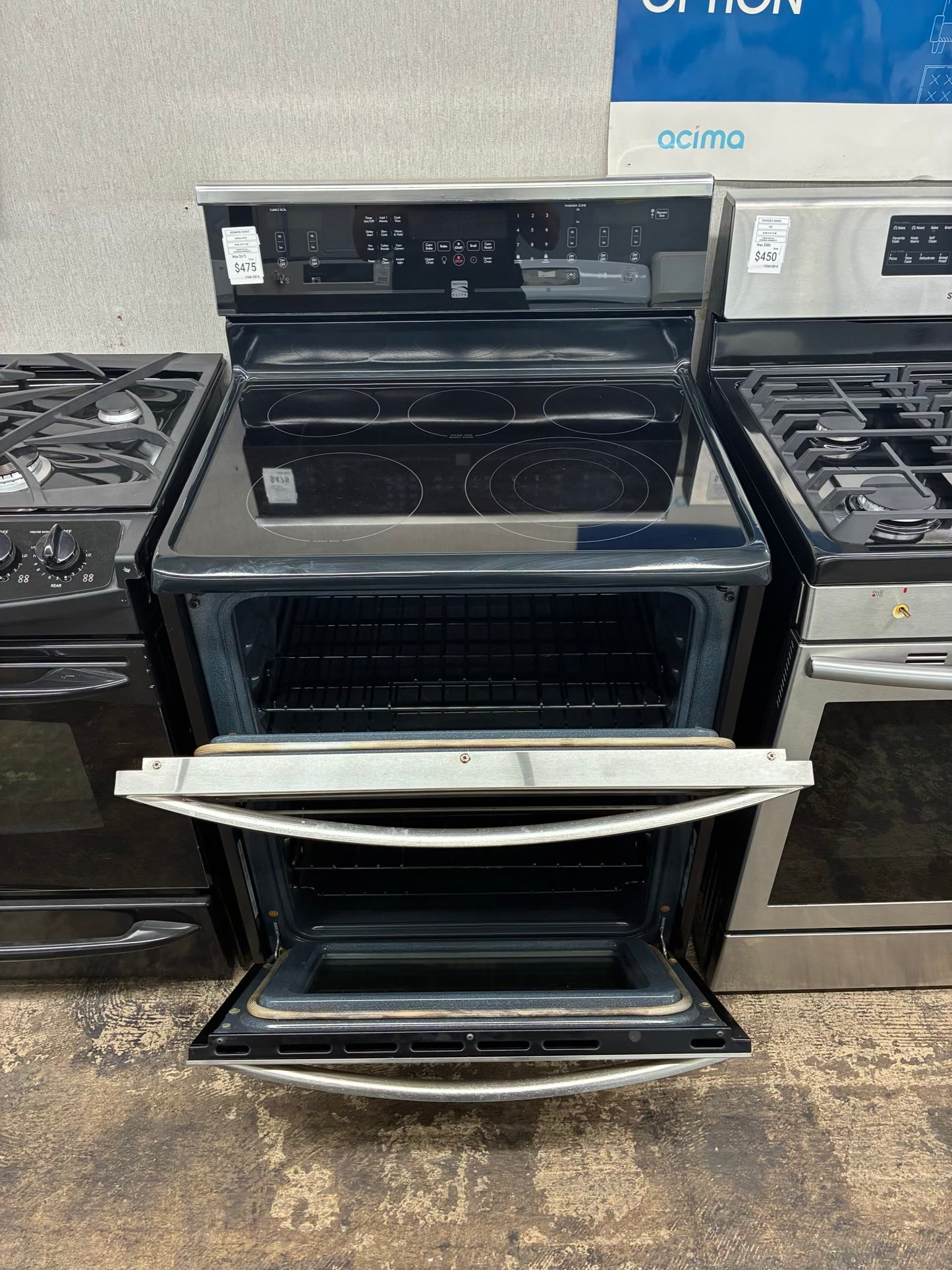 Kenmore elite electric white range 5 burner 30 inch stainless steel double oven