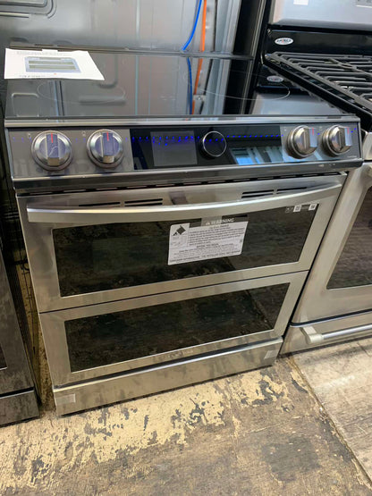 ~ ★  Samsung Open Box 6.3 cu. ft. 4-Burner Slide-In Electric Induction Range with Air Fry in Fingerprint induction Resistant Stainless Steel 30” in .