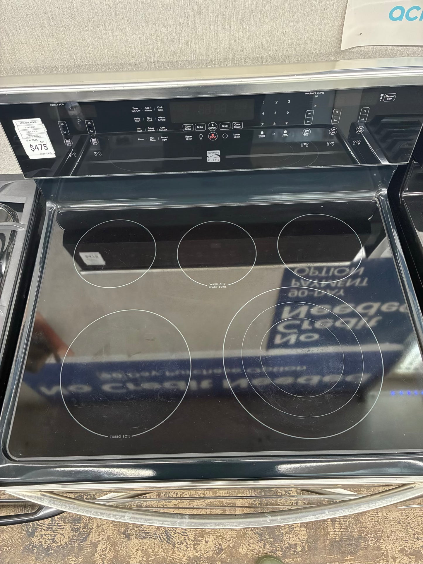 Kenmore elite electric white range 5 burner 30 inch stainless steel double oven