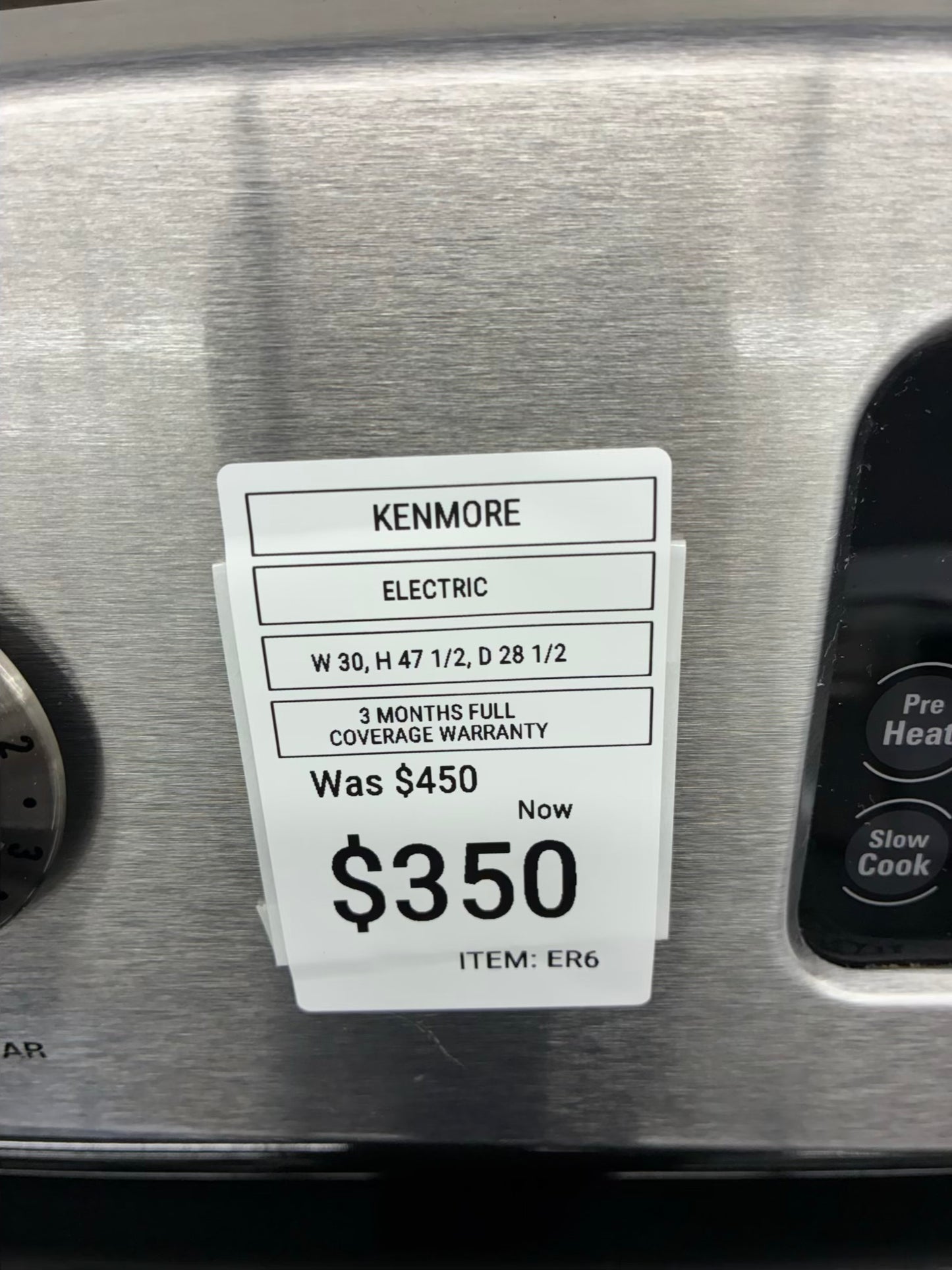 Kenmore range 5 burner 30 inch stainless steel
