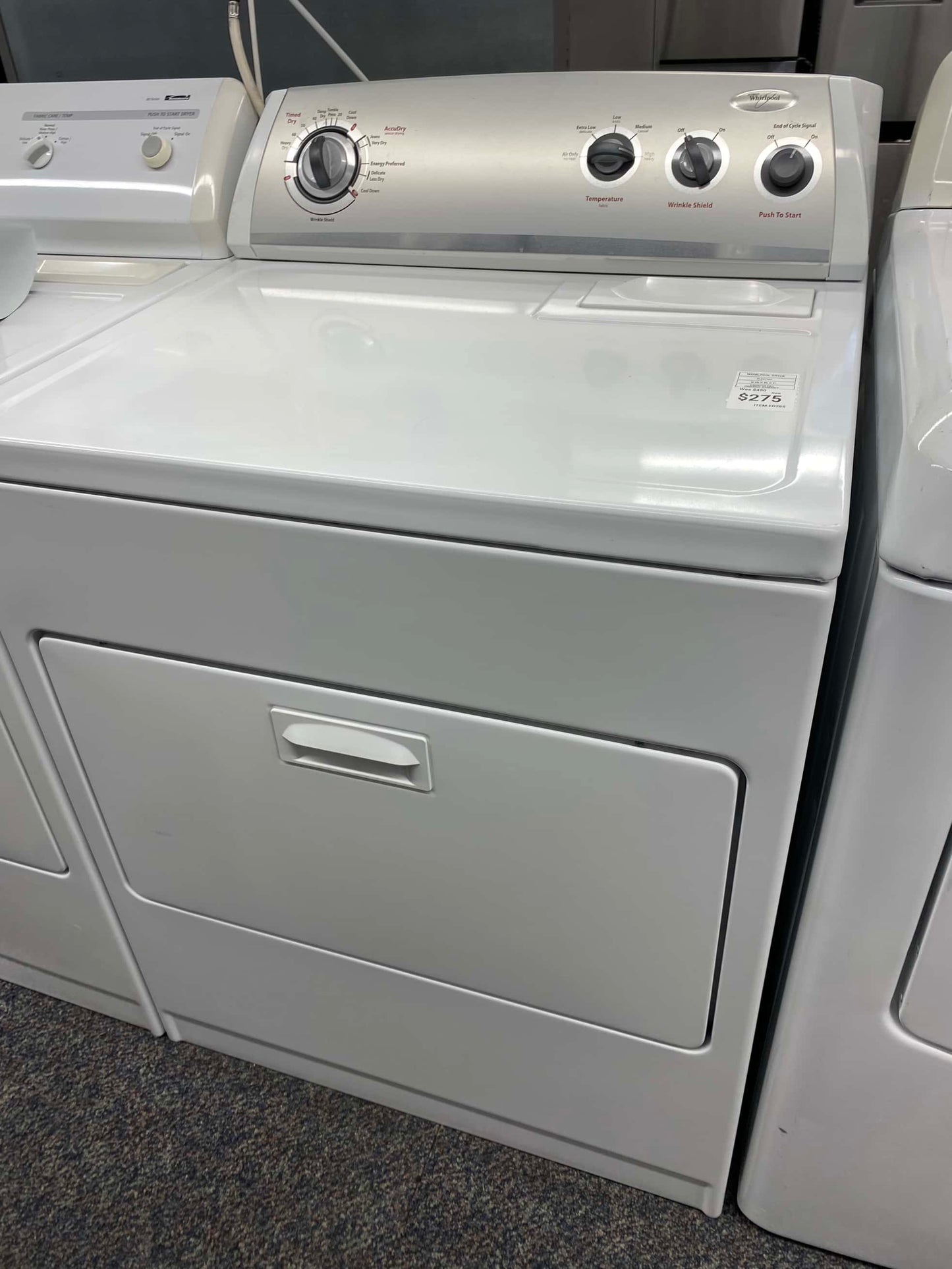 ITEM #ED28S Whirlpool electric dryer side x side large capacity 29”