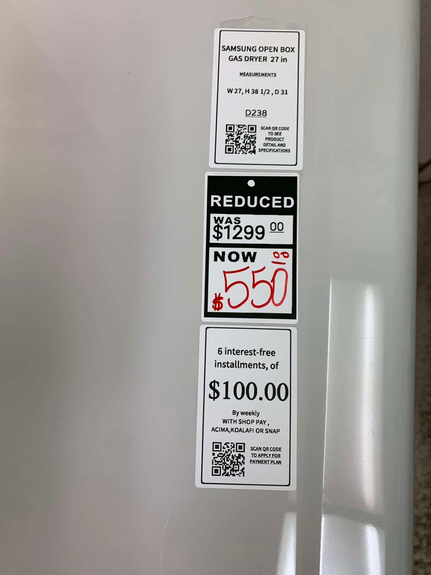 🔥 HOT DEAL ★ Samsung Open Box 7.5 cu. ft. Smart Dial GAS Dryer with Super Speed in Ivory 27 inches w