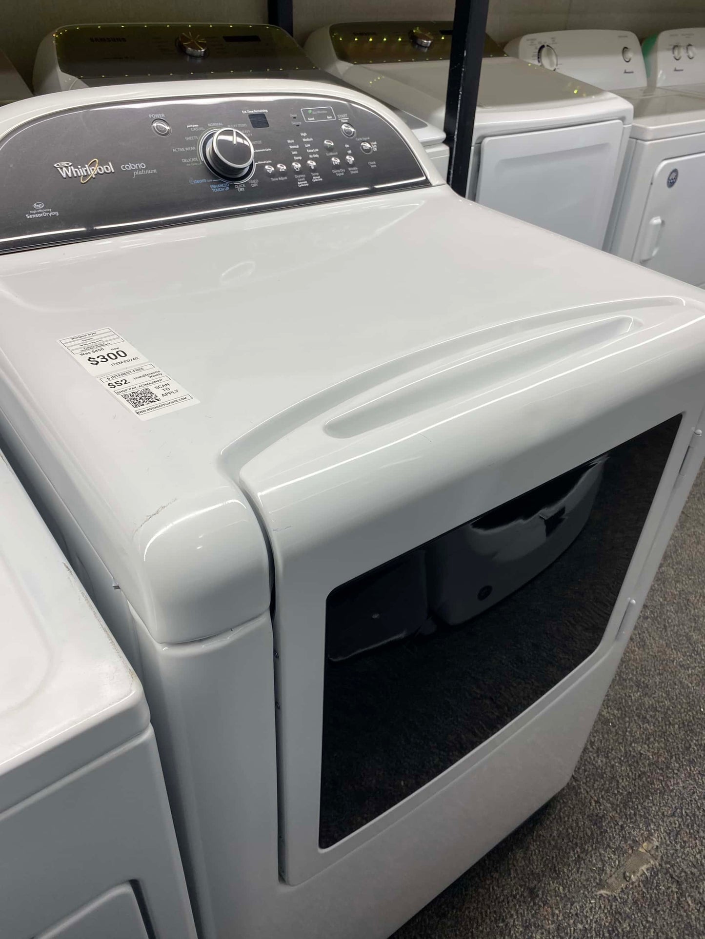 TEM: #ED74D Whirlpool cabrio electric dryer large capacity side x side 29 in