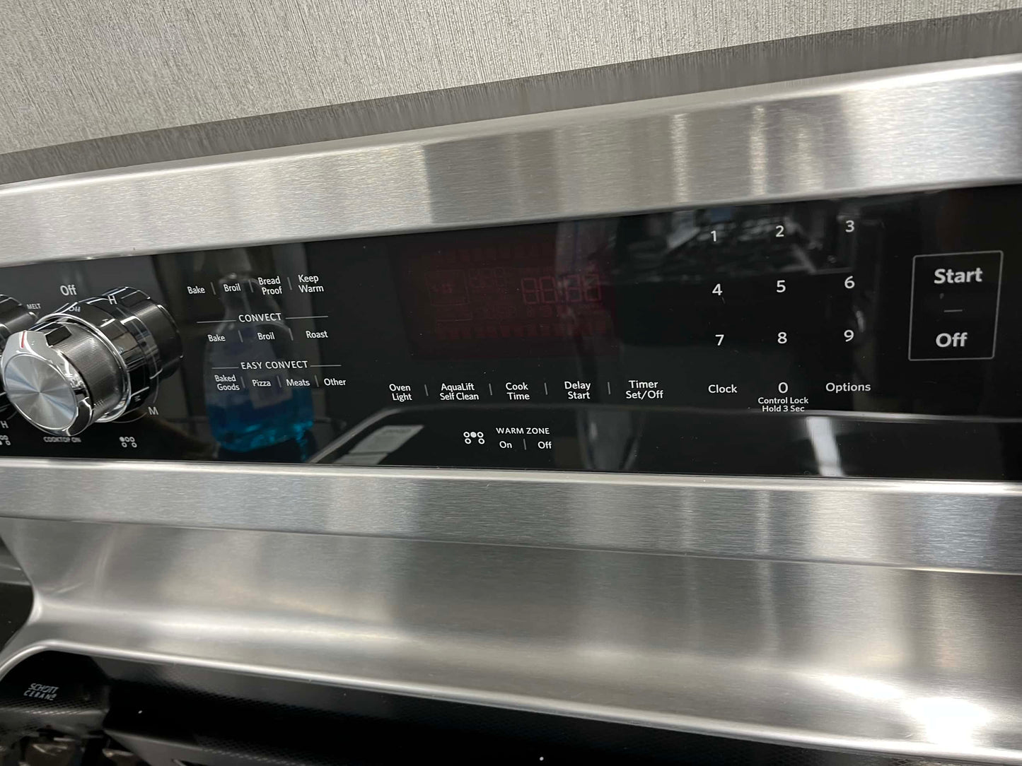 ITEM: GR06K ~ ★ KitchenAid 30-in Glass Top 5 burners 6.4-cu ft Convection Oven Freestanding Electric Range ( Stainless Steel with PRINTSHIELD Finish )