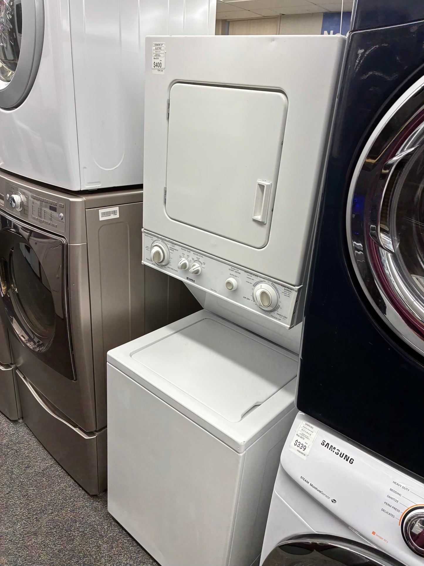 Kenmore laundry center washer and dryer set electric stackable 24”