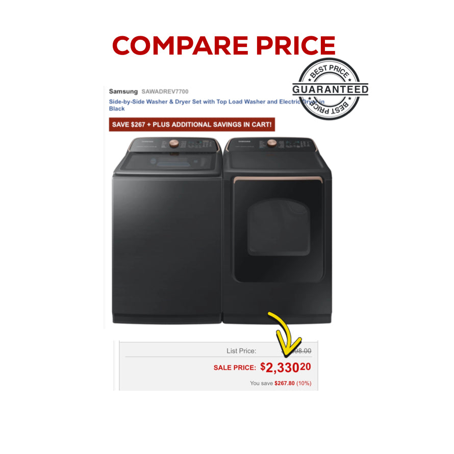 🔥 HOT DEAL
★
Samsung Open Box 5.5 cu. ft. Smart High-Efficiency Top Load Washer with Impeller and Auto Dispense System & Samsung 7.4-cu ft Reversible Side Swing Door electric-Dryer Brushed Black, ENERGY STAR WD816