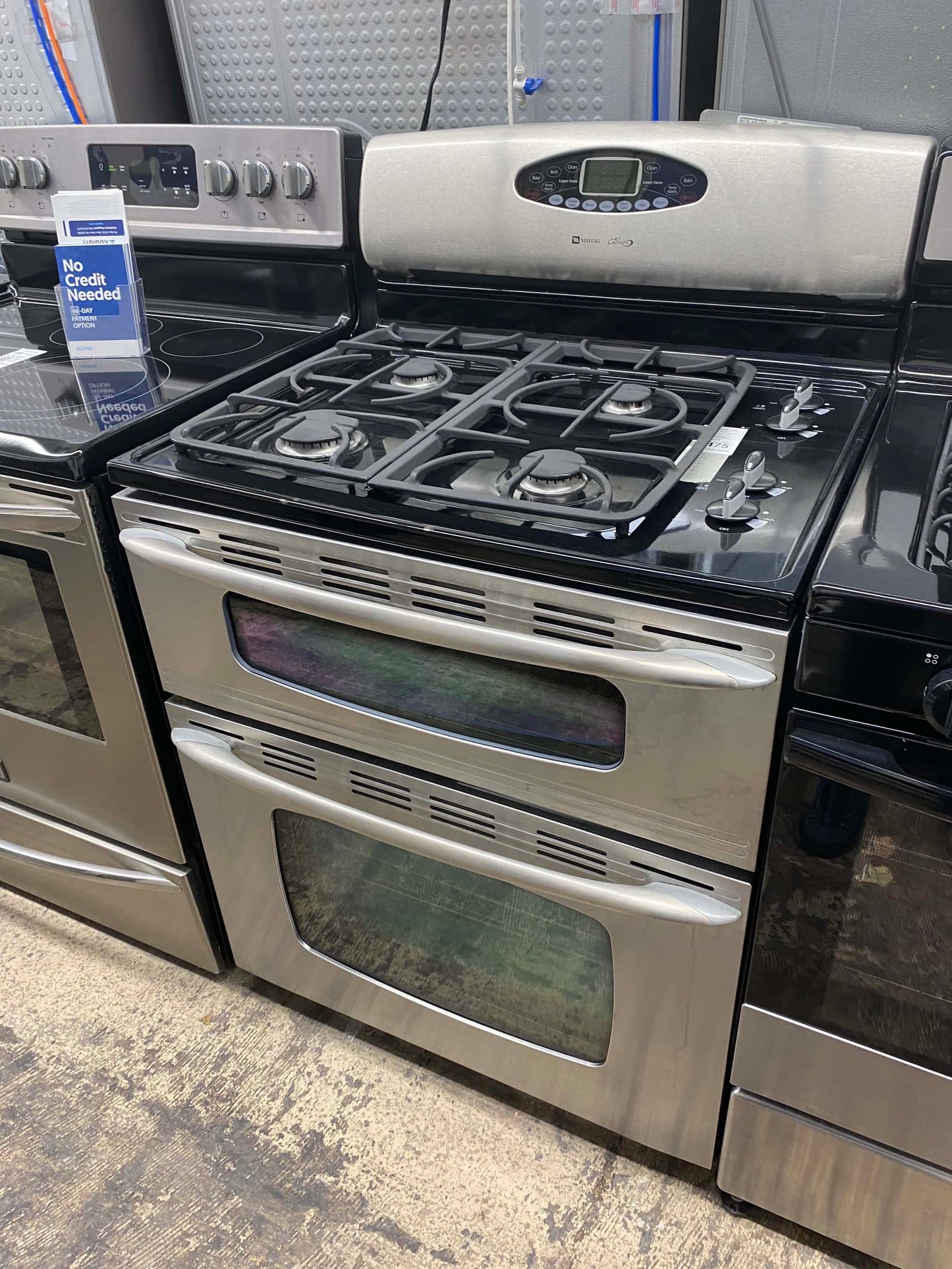 ITEM #GR338 Maytag Stainless steel gas range 5 burner double oven 30 inch
