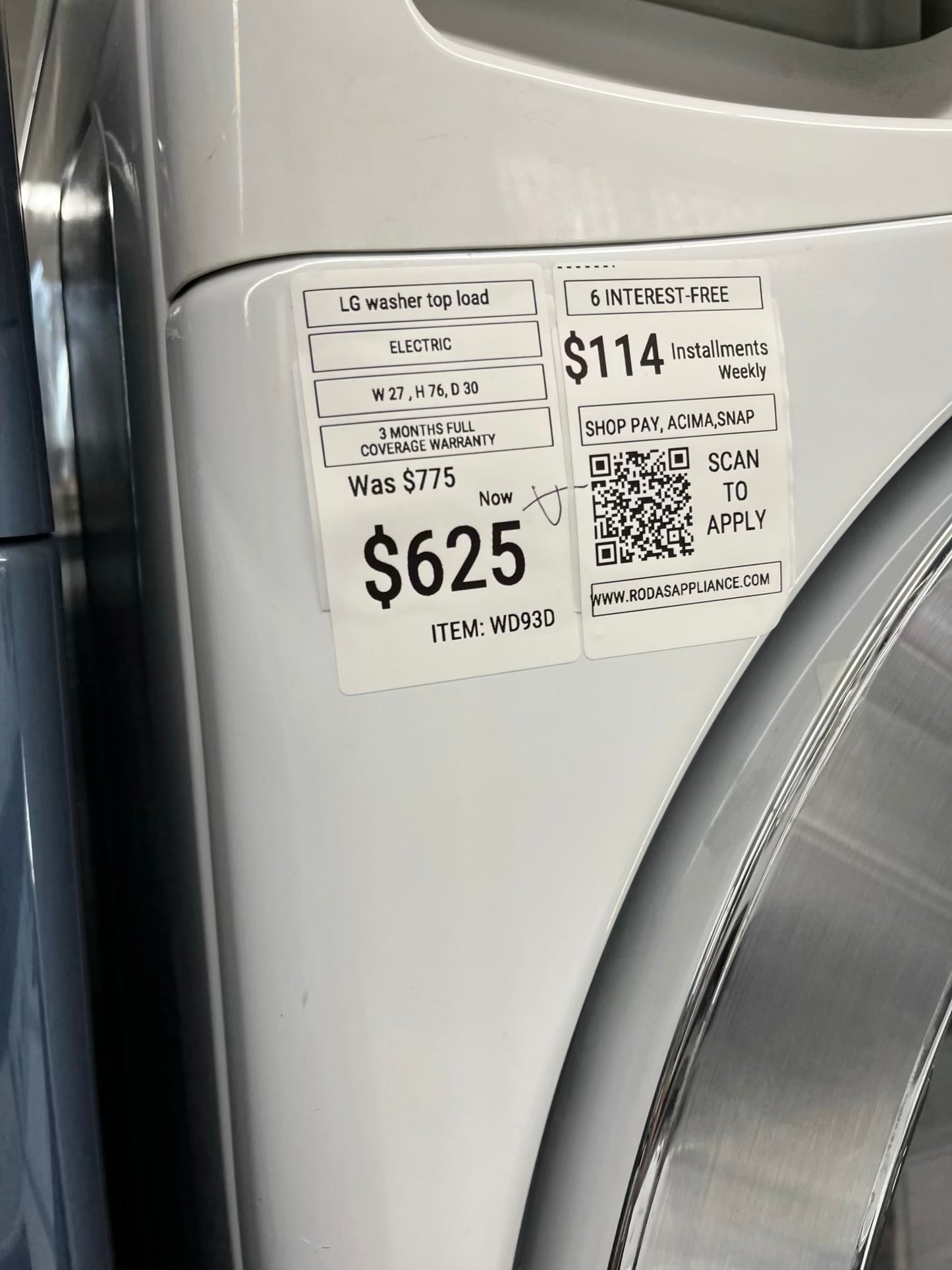 ^ ITEM #WD93D LG front load electric washer and dryer 220v stackable large capacity stainless steel drum 27 in D