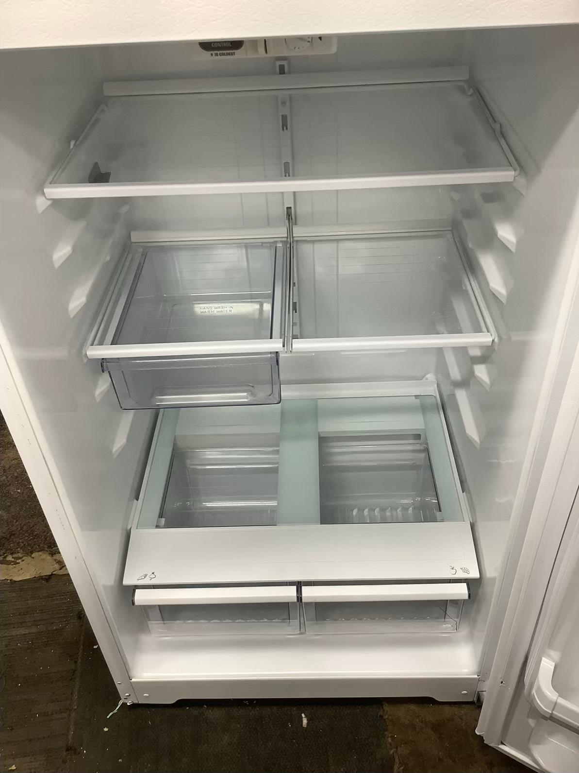 White GE Top Freezer Refrigerator