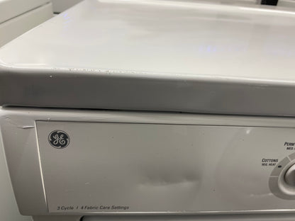 GE front load gas dryer white  white color and steel drum 27”