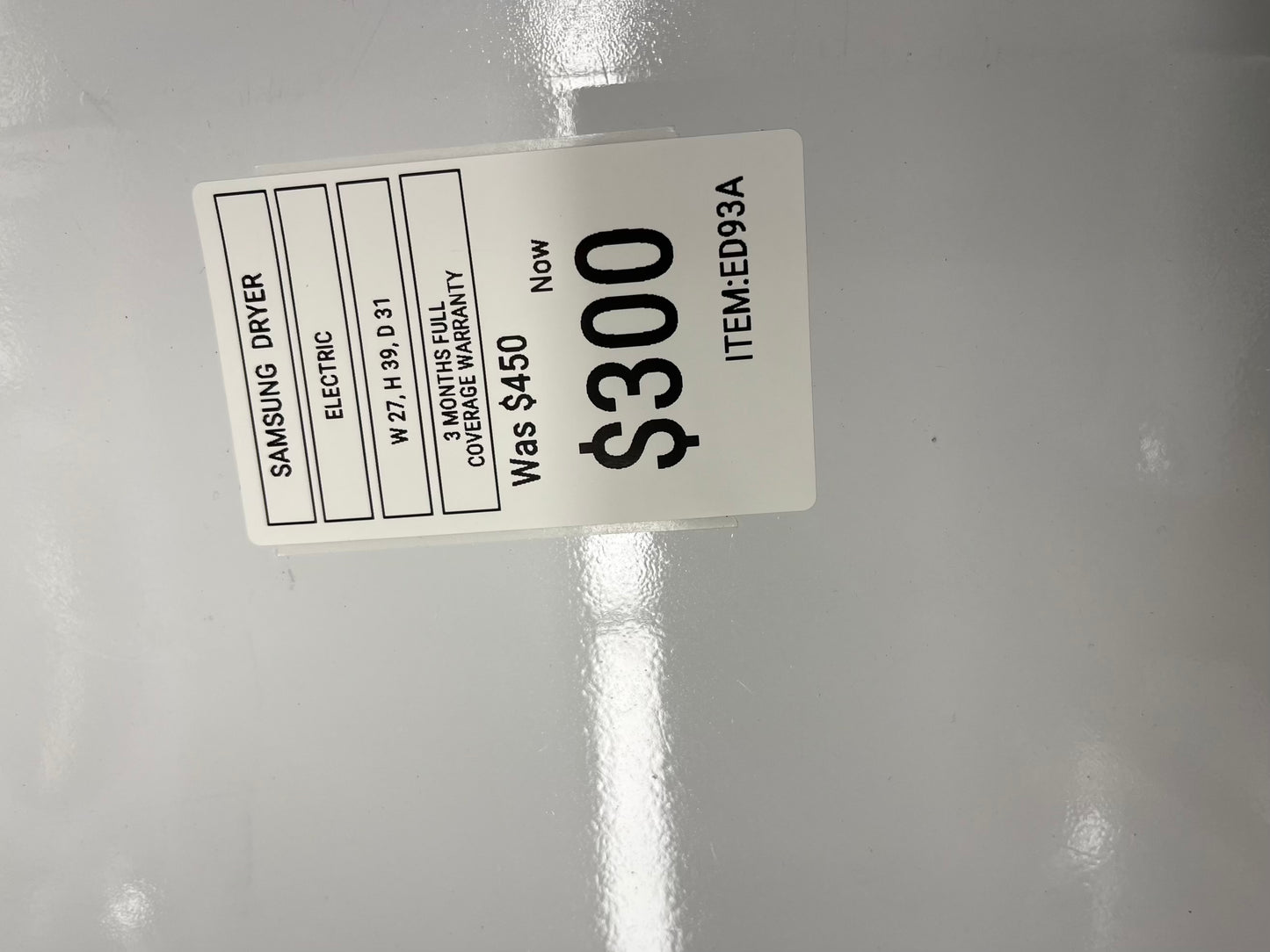 ^ ITEM #W93A Samsungside x side dryer electric 220v large capacity 27”
