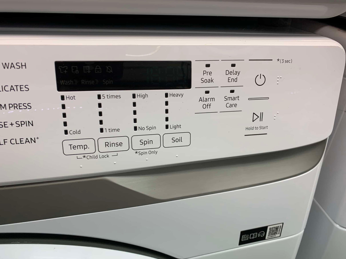 ★ Samsung Open Box 4.5 cu. ft. High-Efficiency Front Load Washer with Self-Clean+ in White & 7.5 cu. ft. Stackable Vented Electric Dryer with Sensor Dry in White 27 in WD668