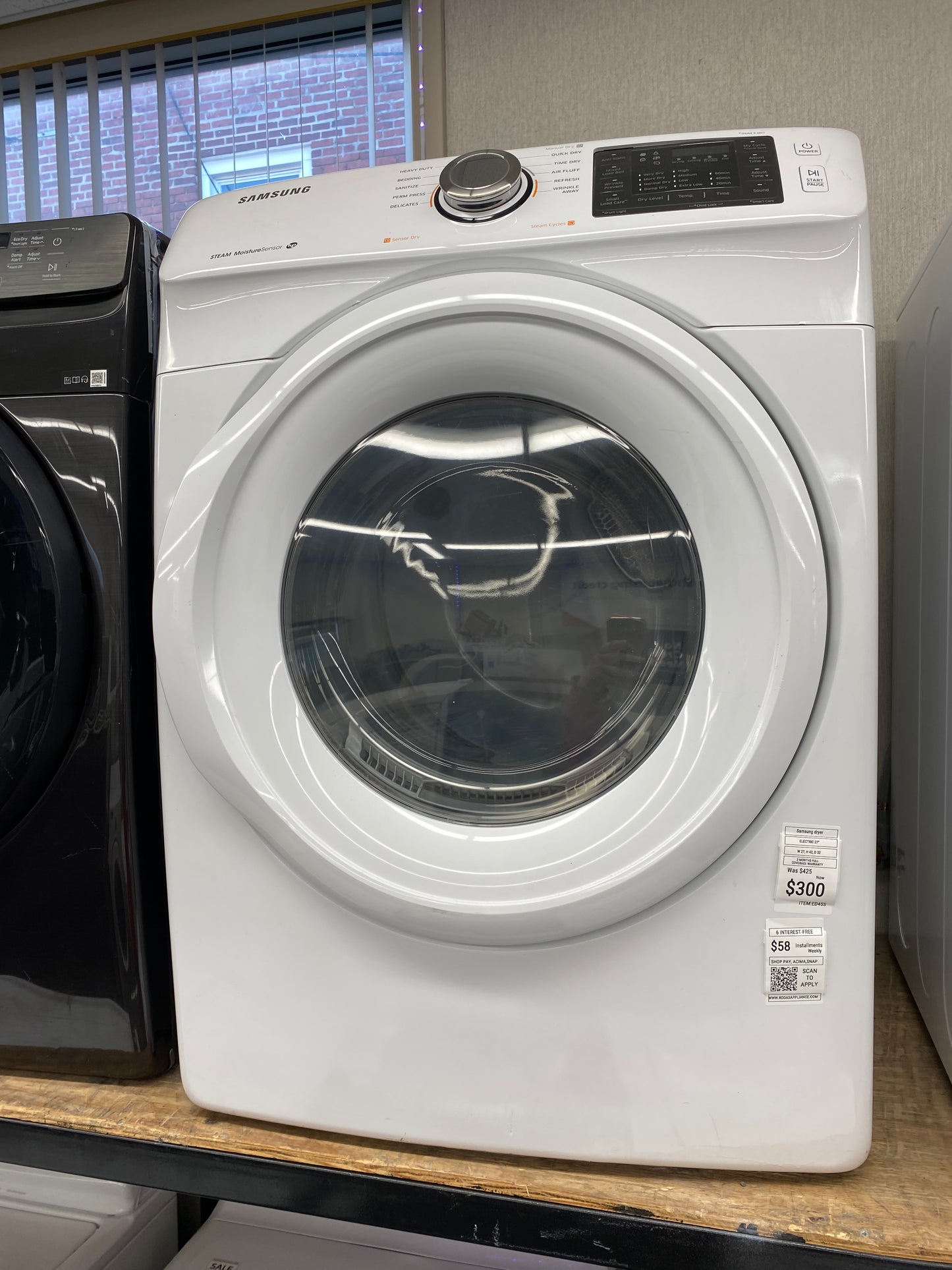 ITEM #ED67D Samsung front load electric dryer 220v stackable large capacity stainless steel drum 27 in D