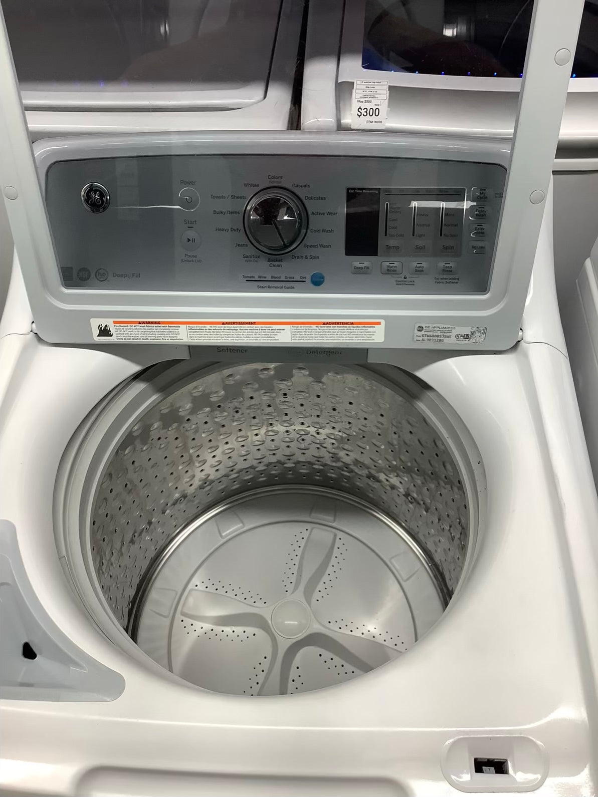 White GE washer top load