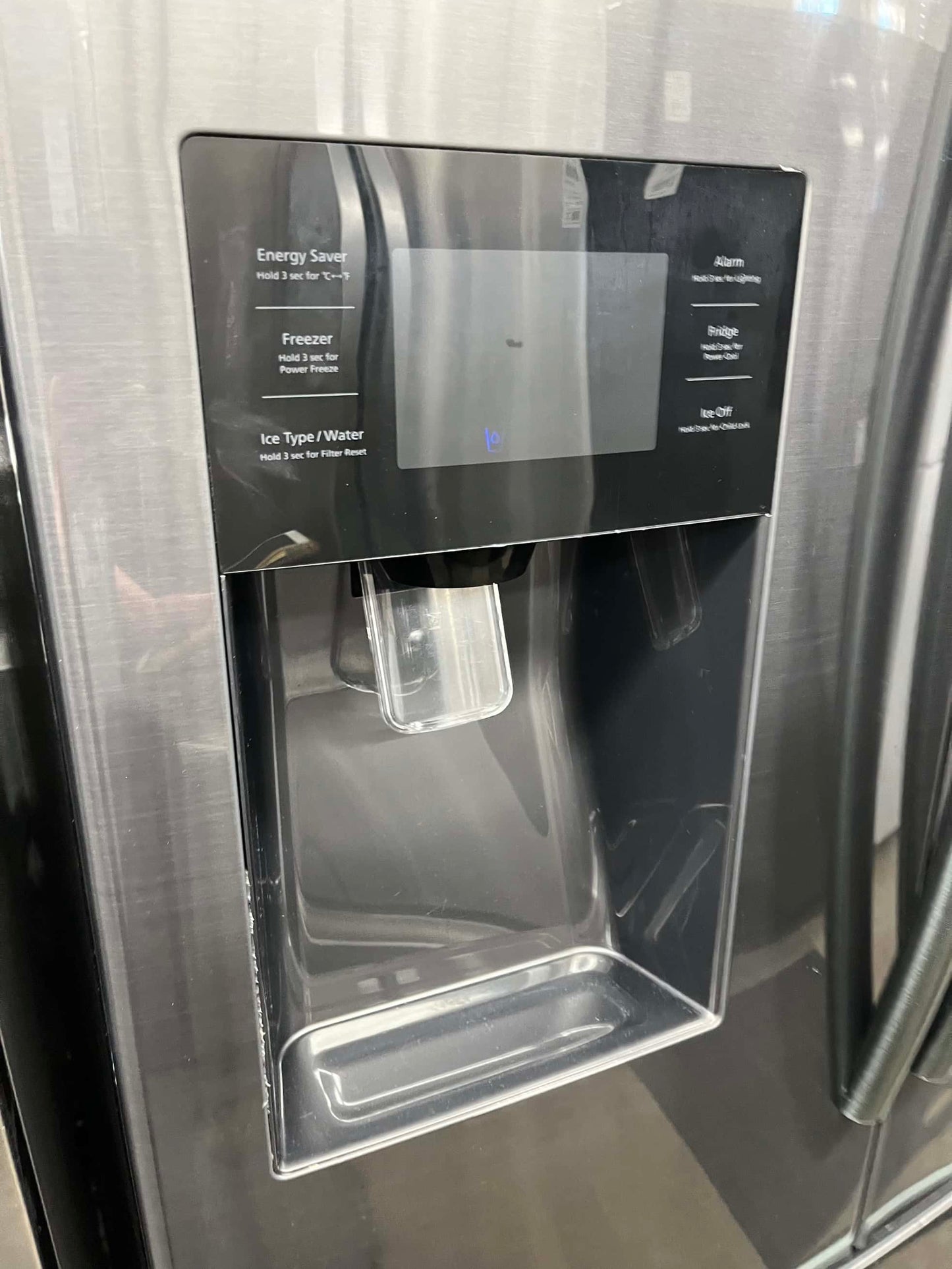 - ITEM: #RF84G Samsung French door refrigerator stainless steel 30” with water dispenser and ice maker inside
