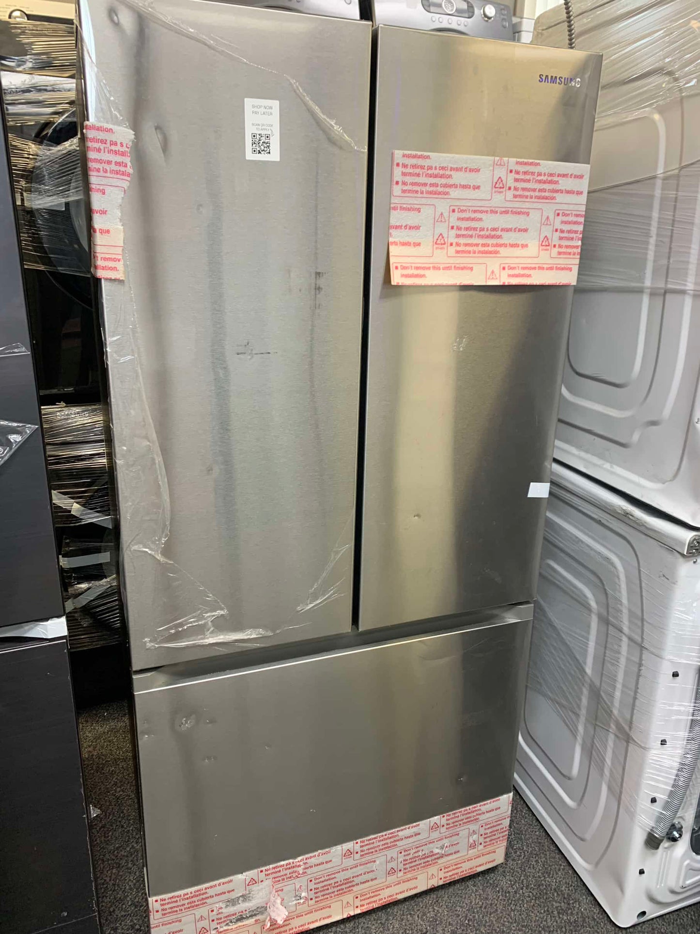 ★ Samsung Open Box 33 in. W 24.5 cu. ft. 3-Door French Door Smart Refrigerator in Stainless Steel with Dual Icemaker RF045 - ST2