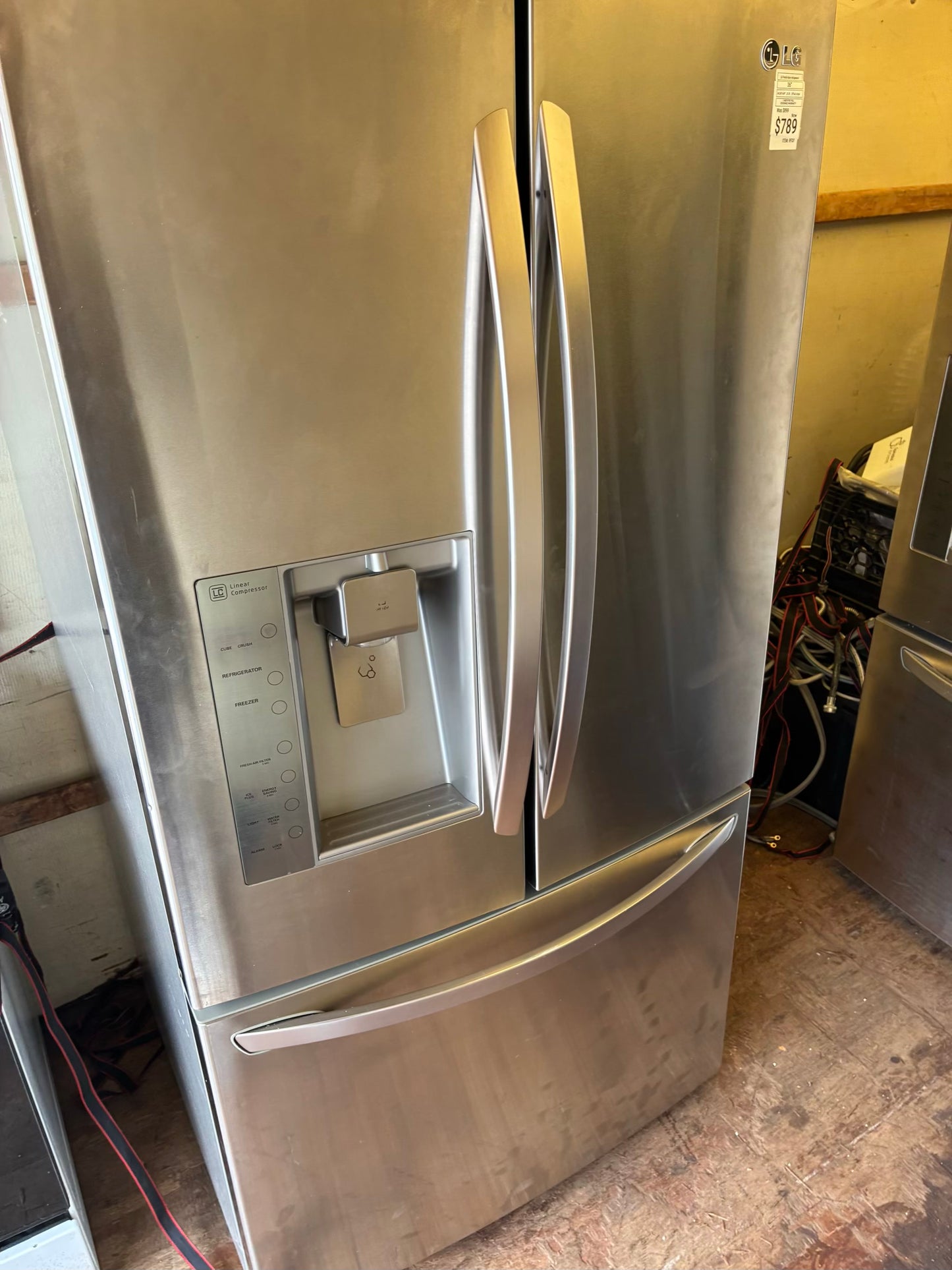 LG French door refrigerator stainless steel 36” ice maker water dispenser