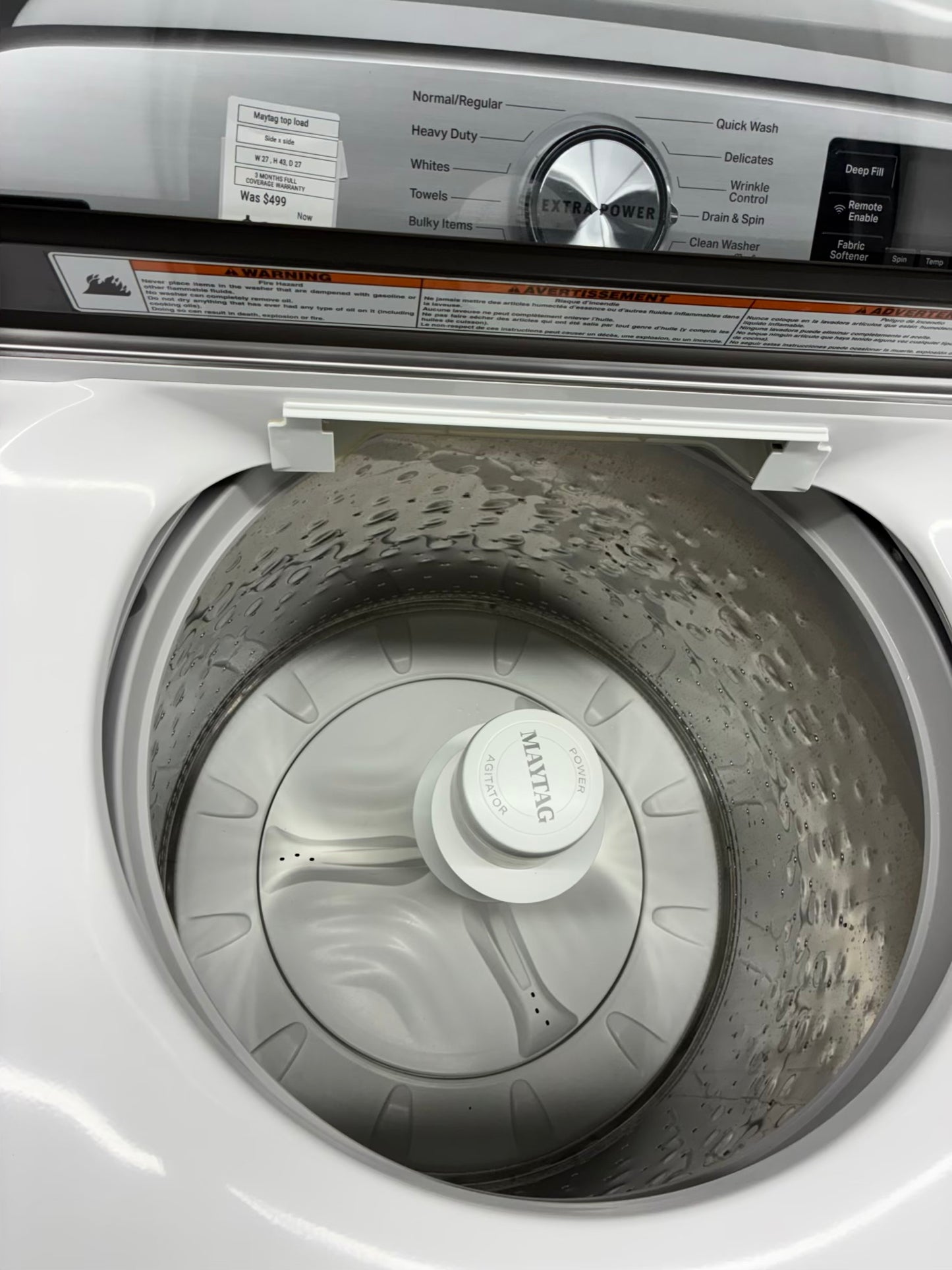 Maytag top load washer large capacity side x side 27”