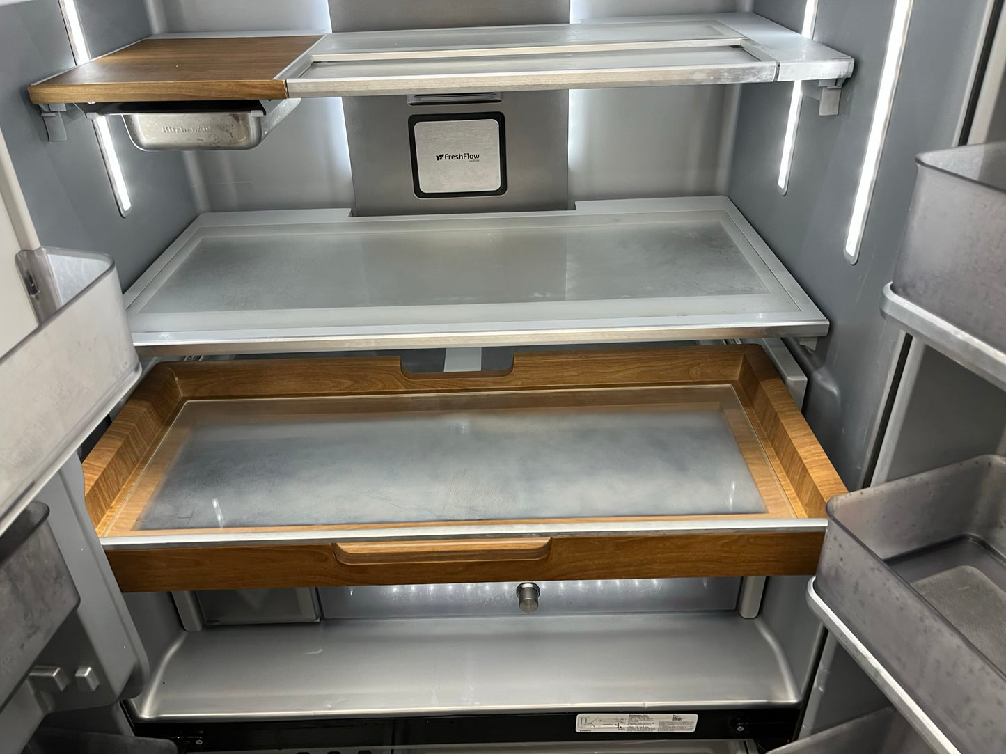 ^ Item: #RF94B Kitchen-Aid french door refrigerator counter deth slate stainless steel w/ ice maker 36” in