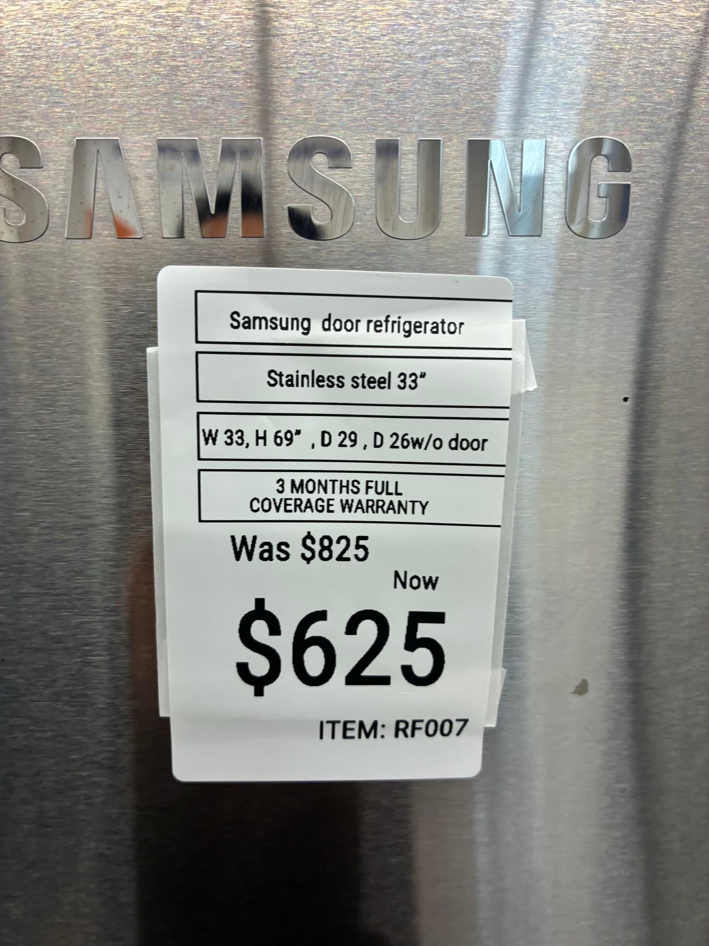 Samsung french door refrigerator stainless steel with ice maker 33” counter depth