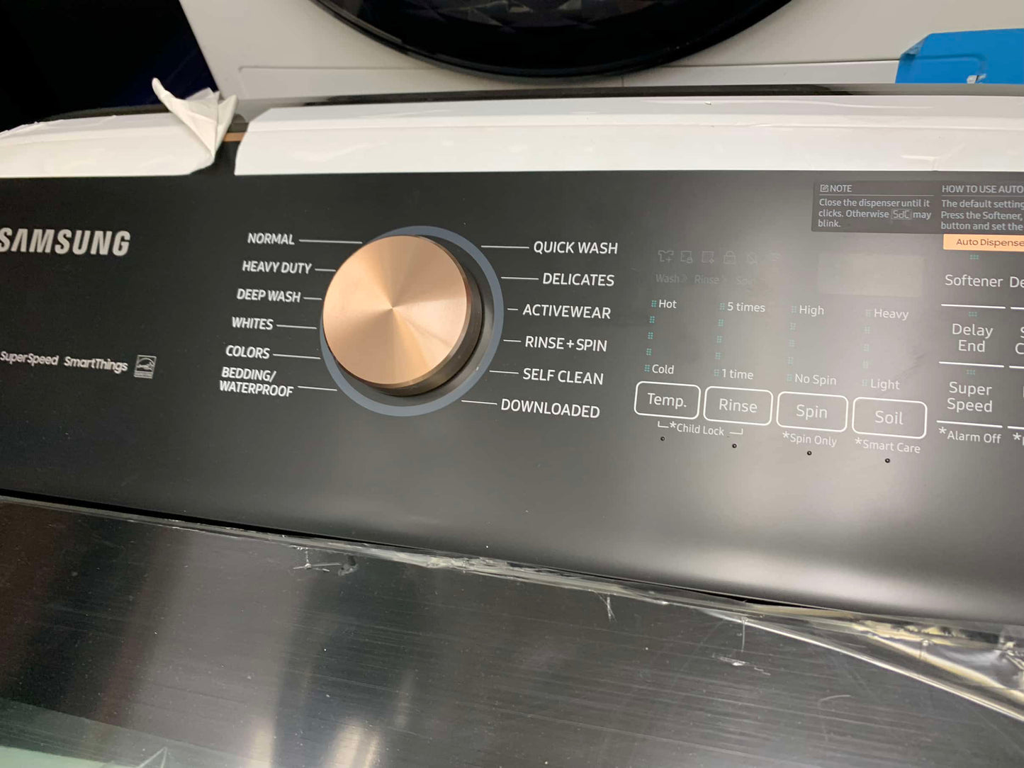 🔥HOT DEAL ★ Samsung Open Box 5.5 cu. ft. Smart High-Efficiency Top Load Washer with Impeller and Auto Dispense System and 7.4 cu. ft. Smart High-Efficiency Vented GAS Dryer with Steam Sanitize+ in Brushed Black WD816