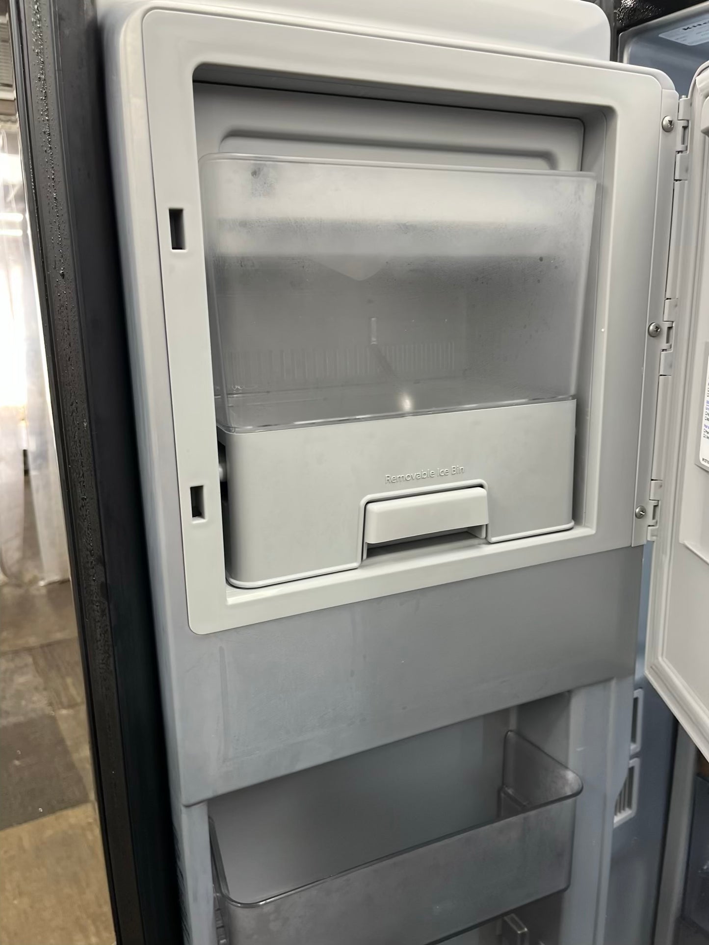 ^ Item: #RF94B Kitchen-Aid french door refrigerator counter deth slate stainless steel w/ ice maker 36” in