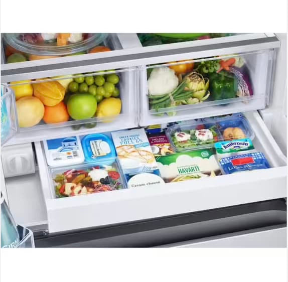 ★ Samsung Open Box 33 in. W 24.5 cu. ft. 3-Door French Door Smart Refrigerator in Stainless Steel with Dual Icemaker RF045 - ST2