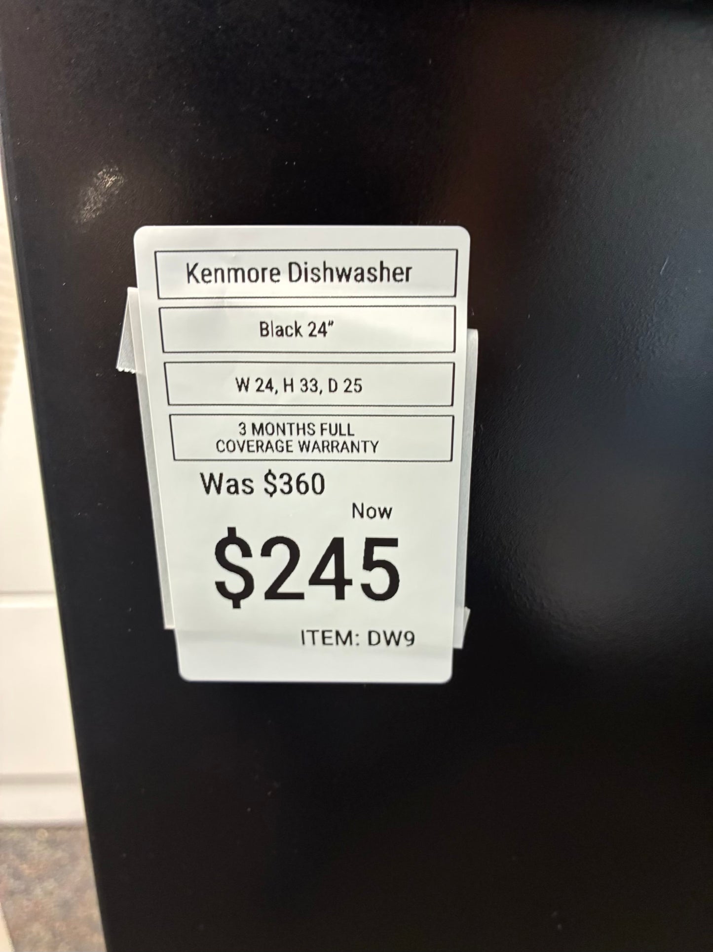 Kenmore Dishwasher 24”black