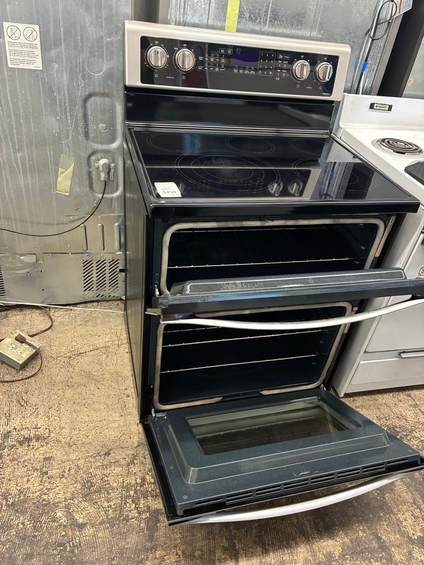 Whirlpool electric white range 5 burner 30 inch stainless steel double oven