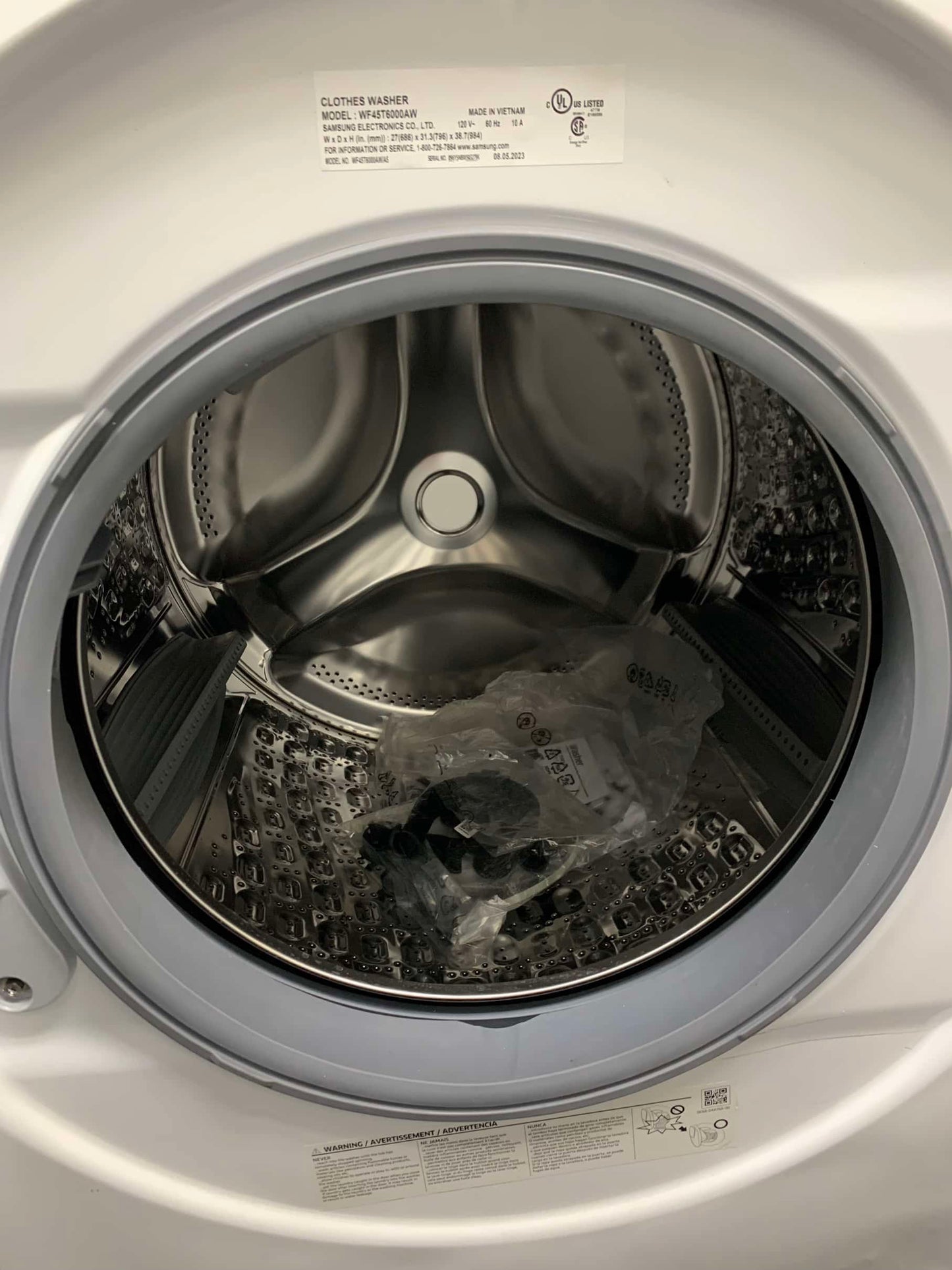 🔥 HOT DEAL
★ Samsung Open Box 4.5 cu. ft. High-Efficiency Front Load Washer with Self-Clean+ in White & 7.5 cu. ft. Stackable Vented Electric Dryer with Sensor Dry in White 27 in WD545