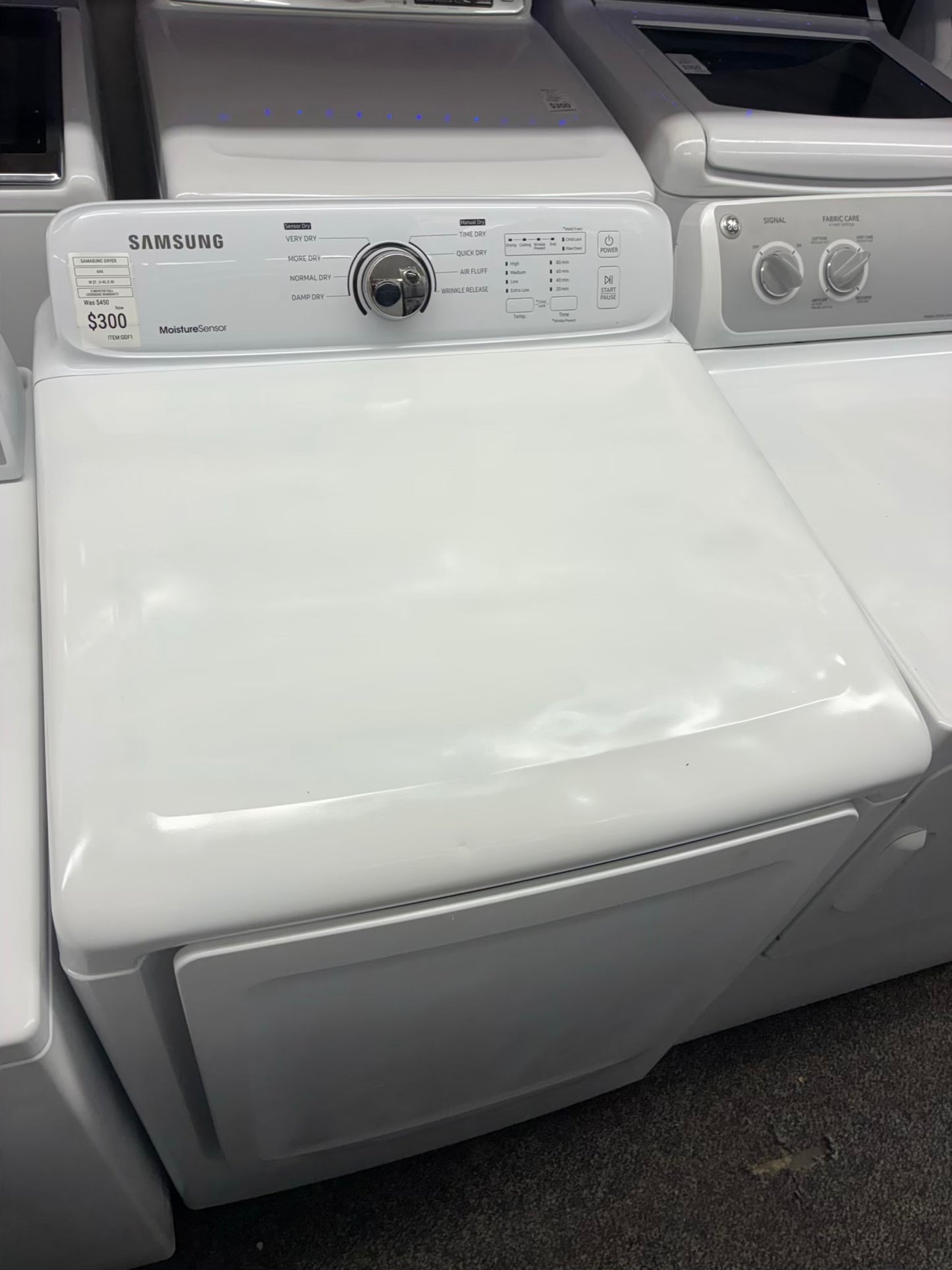 Samsung gas dryer side by side 27 inch moisture sensor