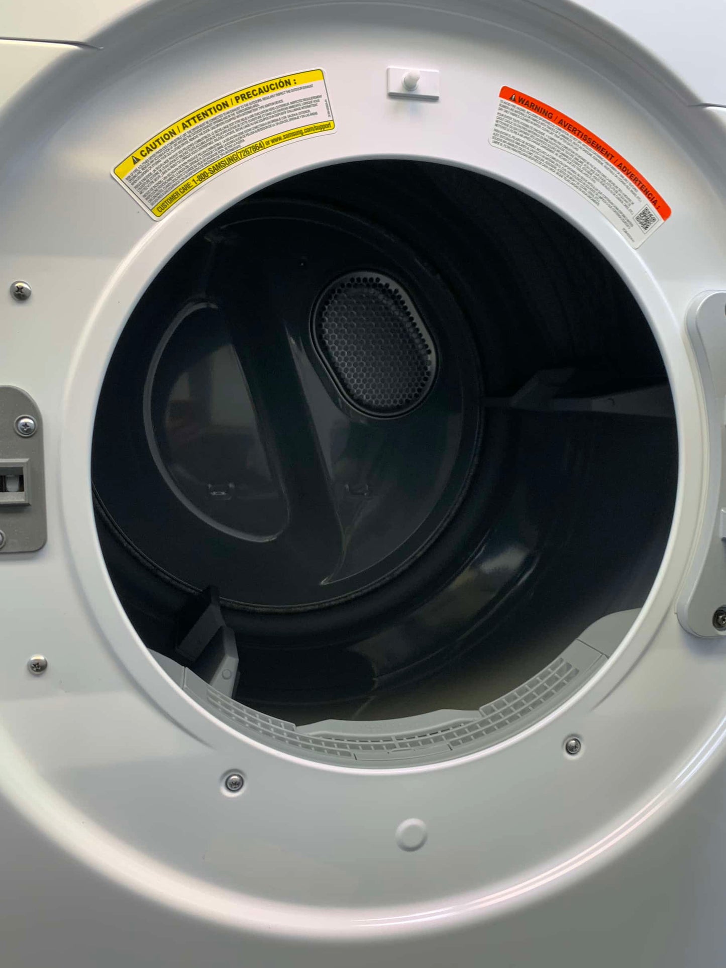 ★ Samsung Open Box 4.5 cu. ft. High-Efficiency Front Load Washer with Self-Clean+ in White & 7.5 cu. ft. Stackable Vented Electric Dryer with Sensor Dry in White 27 in WD668